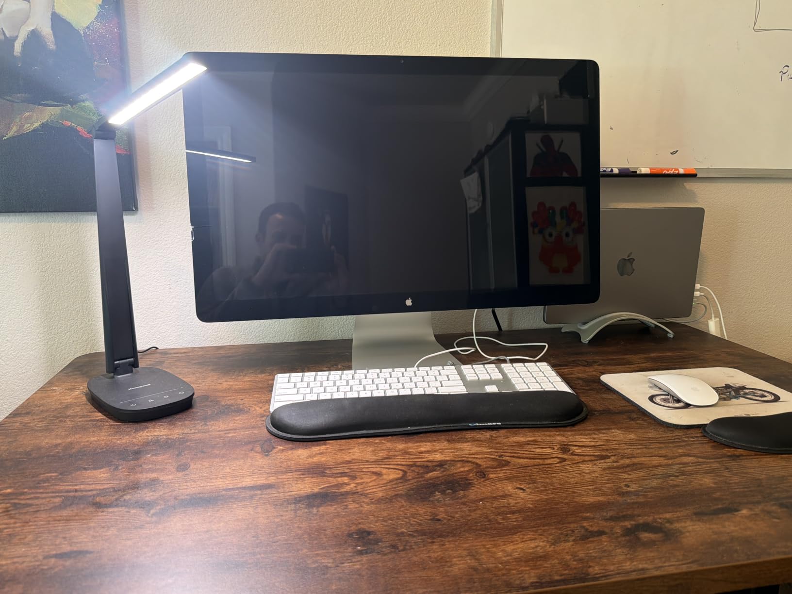 Honeywell HWT-H2 LED Desk Lamp for Home Office, CRI94 Full Spectrum Eye-Caring Light, Dimmable Table Lamp with USB-A & USB-C Charging Ports, Foldable Touch Control Reading Lamp, Black customer photo 1