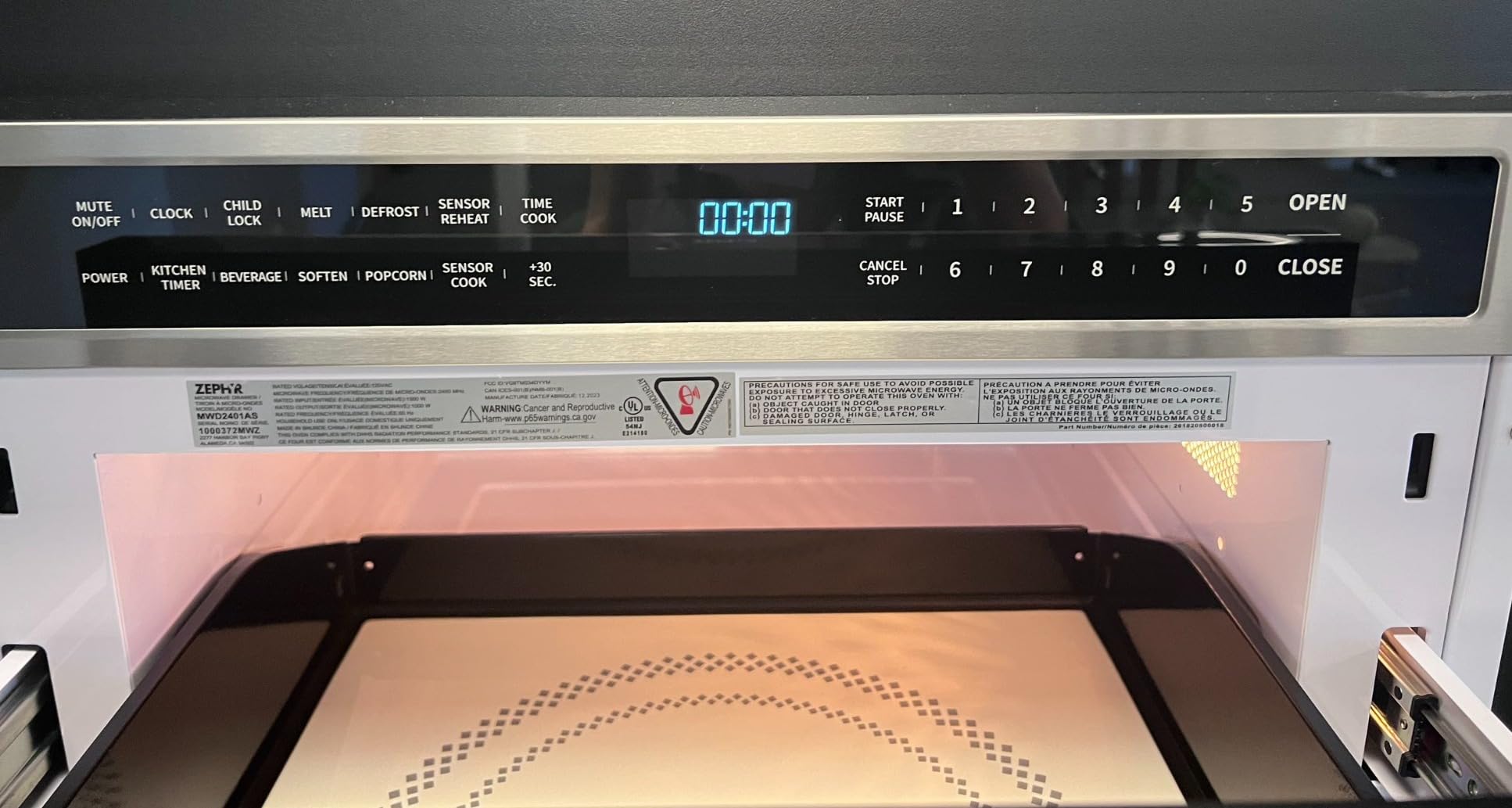 Zephyr 24 inch Built In Drawer Microwave Oven Under Cabinet - Integrated, Wall Mount, Under Counter Pull Out Microwave Drawer 1.2 cu ft, Preset Cooking Options, Easy Clean Coating, 1000W customer photo 1