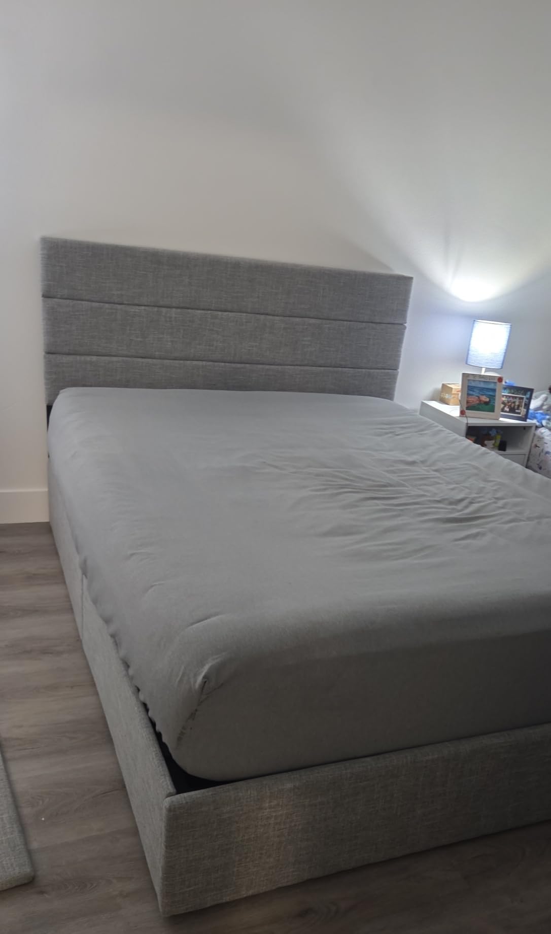 SHA CERLIN King Size Lift Up Hydraulic Storage Bed Frame Black | Modern Wingback Headboard, Upholstered Platform Bed Frame, Hydraulic Underneath Storage, No Box Spring Needed customer photo 2