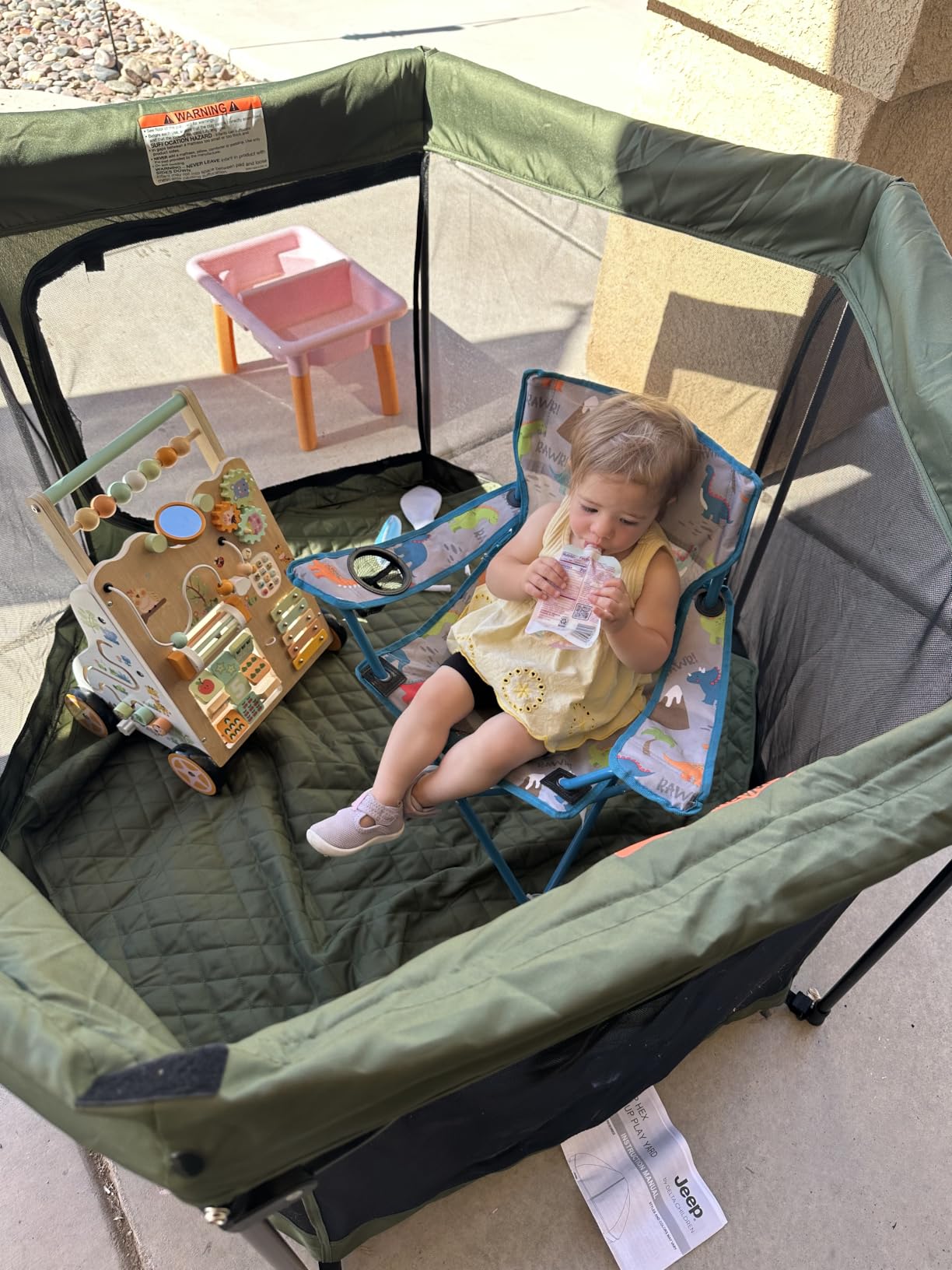 Jeep Hexagon Pop Up Play Yard with Removable Canopy | Ideal for Indoor and Outdoor Use, Olive Green customer photo 1