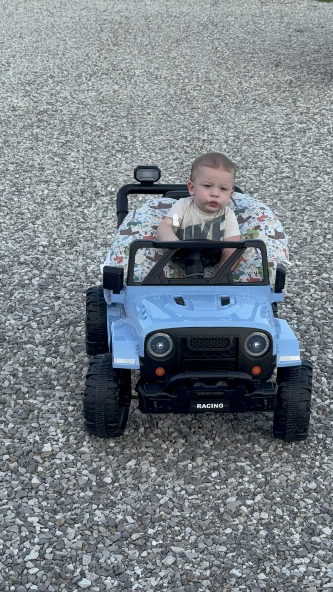 ARBELI 12V Ride On Truck Car with Remote Control, Kids Electric Vehicles with Bluetooth Music, Horn, 3 Speeds, 4 LED Lights, Soft Start, Ride on Toys for Toddler Boys & Girls (Blue) customer photo 1