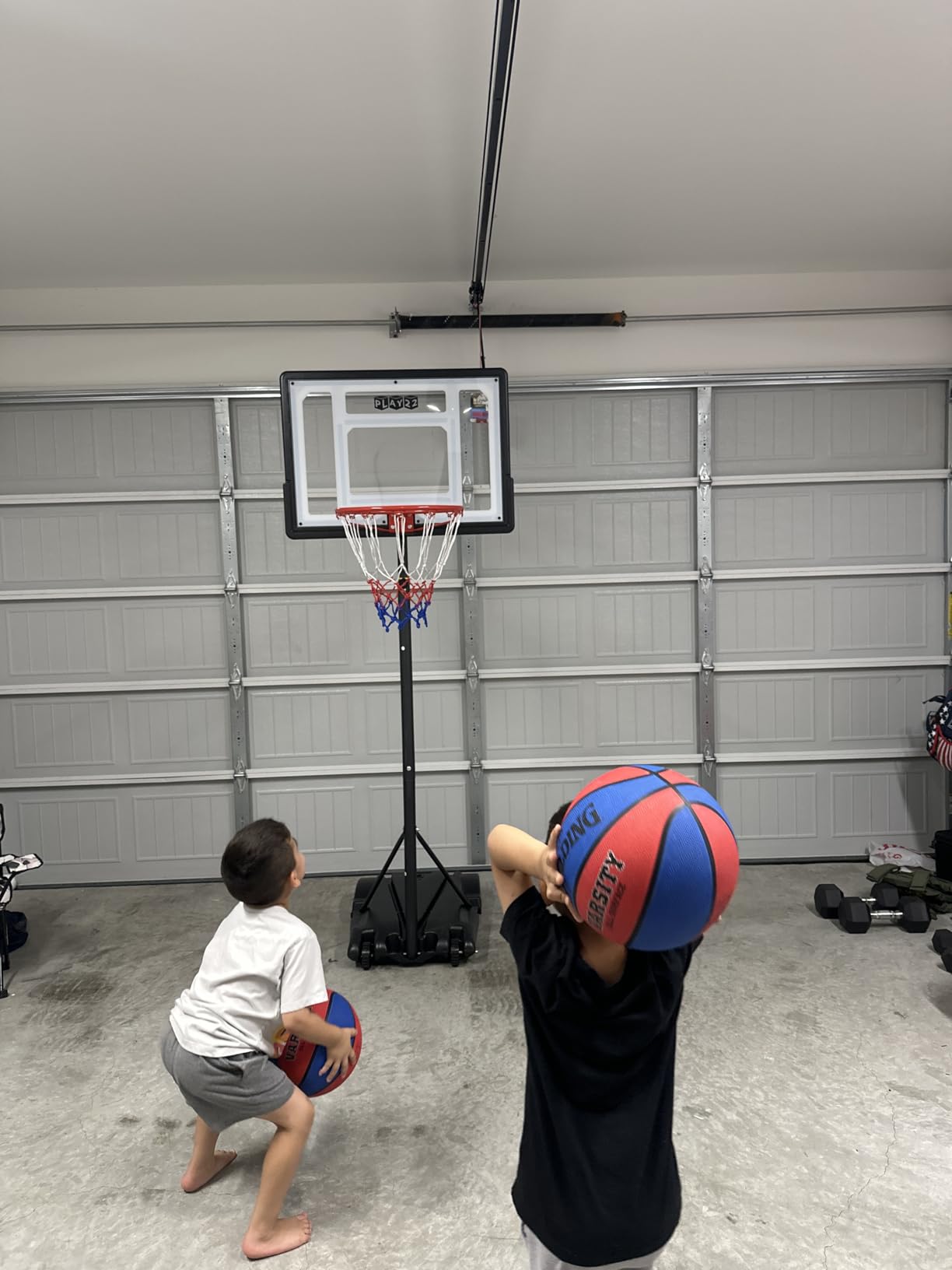 Kids Basketball Hoop Outdoor - 33 inch Backboard, 70-84in Adjustable Height, Portable Basketball Hoops & Goals for Kids/Teenagers/Youth in Backyard/Driveway/Indoor - Fillable Base customer photo 1