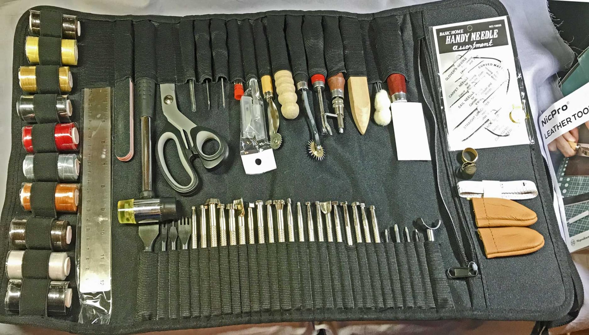 Nicpro 160PCS Upgrade Leather Tooling Kit Leather Working Tools Kit with Storage Handbag, Professional Leather Making Craft Tools Kit for Stamping Sewing Carving Cutting Punching Leather Working customer photo 1