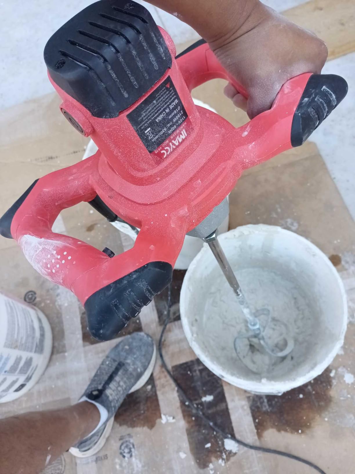 IMAYCC Cement Mixer 2100W, Portable Concrete Mixer, 110V Handheld Mud Mixer for Mortar, Paint, Grout, Plaster, Thinset customer photo 2