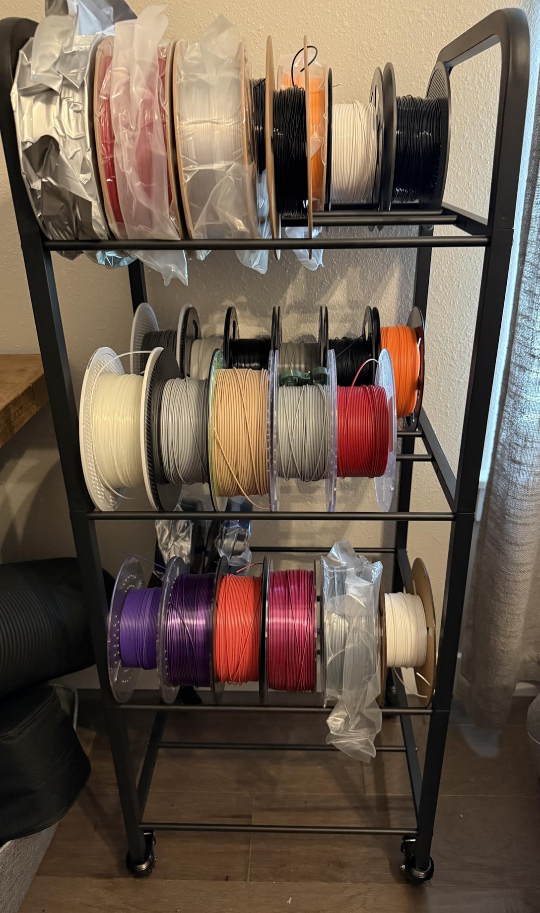 5-Tier 3D Printer Filament Storage Rack with Wheels | Rolling Spool Holder Stand Cart Hold up to 60x1kg Spools, Heavy Duty Filaments Organizer Shelf for Studio Office Workshop customer photo 1
