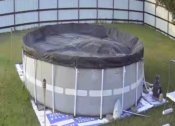 QH.HOME 18ft Round Pool Cover,[Ultimate Windproof & Tear-Resistant Fabric],Snug Fit with Patented Ratchet & Weight Rings,Solar Pool Cover for Above Ground Pools, Blocks Leaves &Waterproof customer photo 1