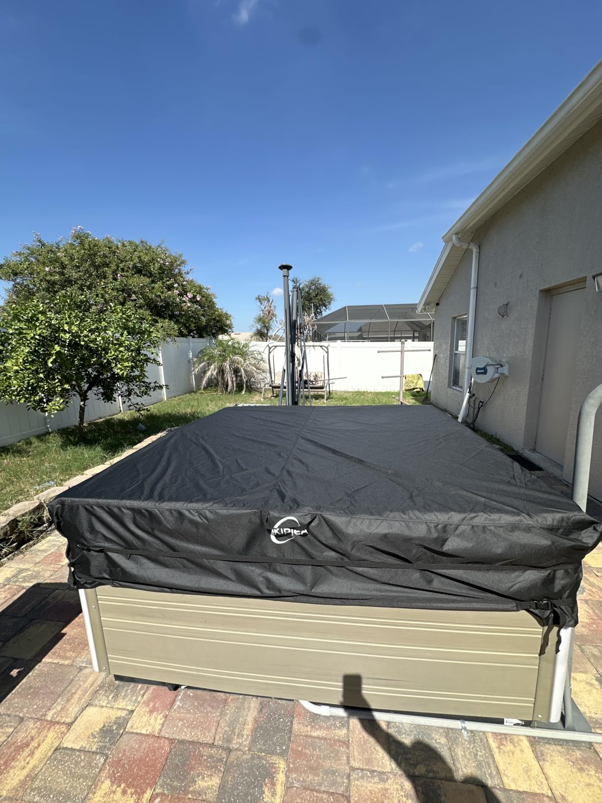 600D Outdoor Waterproof Rectangular Hot Tub Cover Protector, Heavy Duty Polyester SPA Covers UV Protection Cover 103