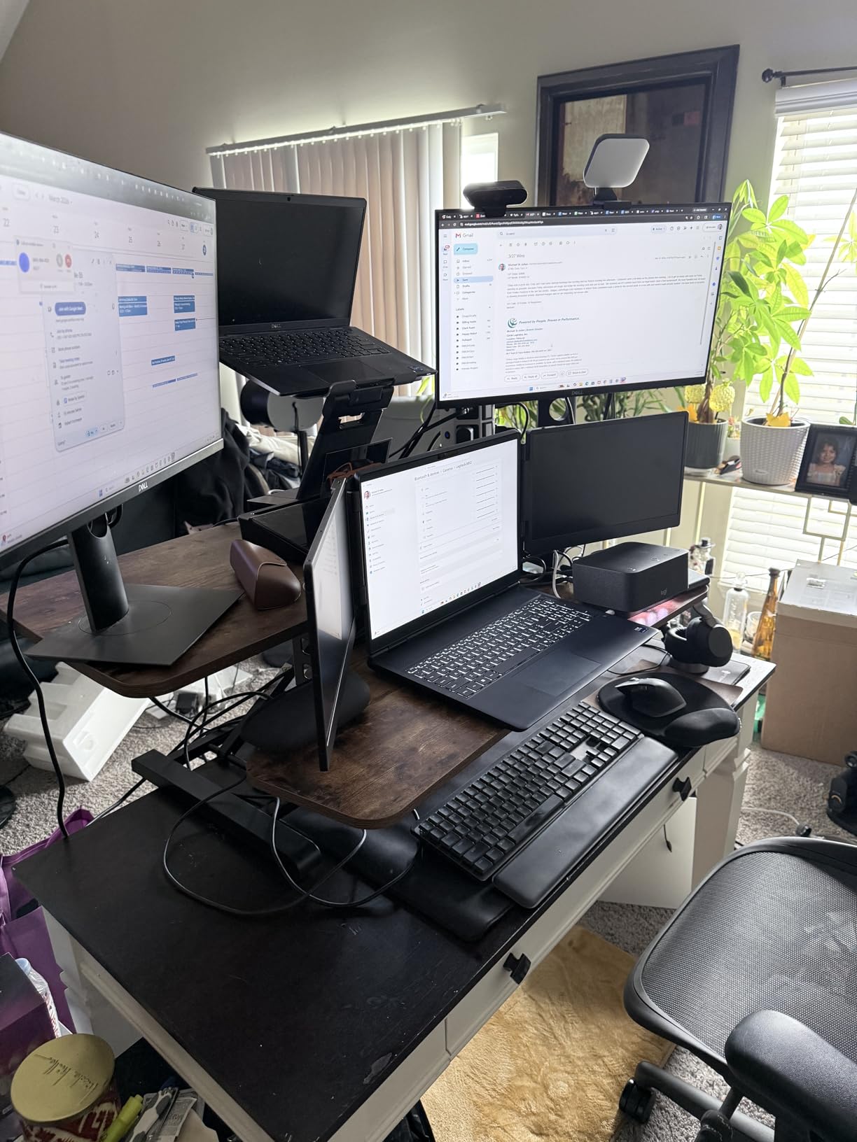 FLEXISPOT 35 inch Electric Standing Desk Converter, Motorized Stand up Desk Riser, Monitor and Laptop Workstation with Wide Keyboard Tray, Black customer photo 2