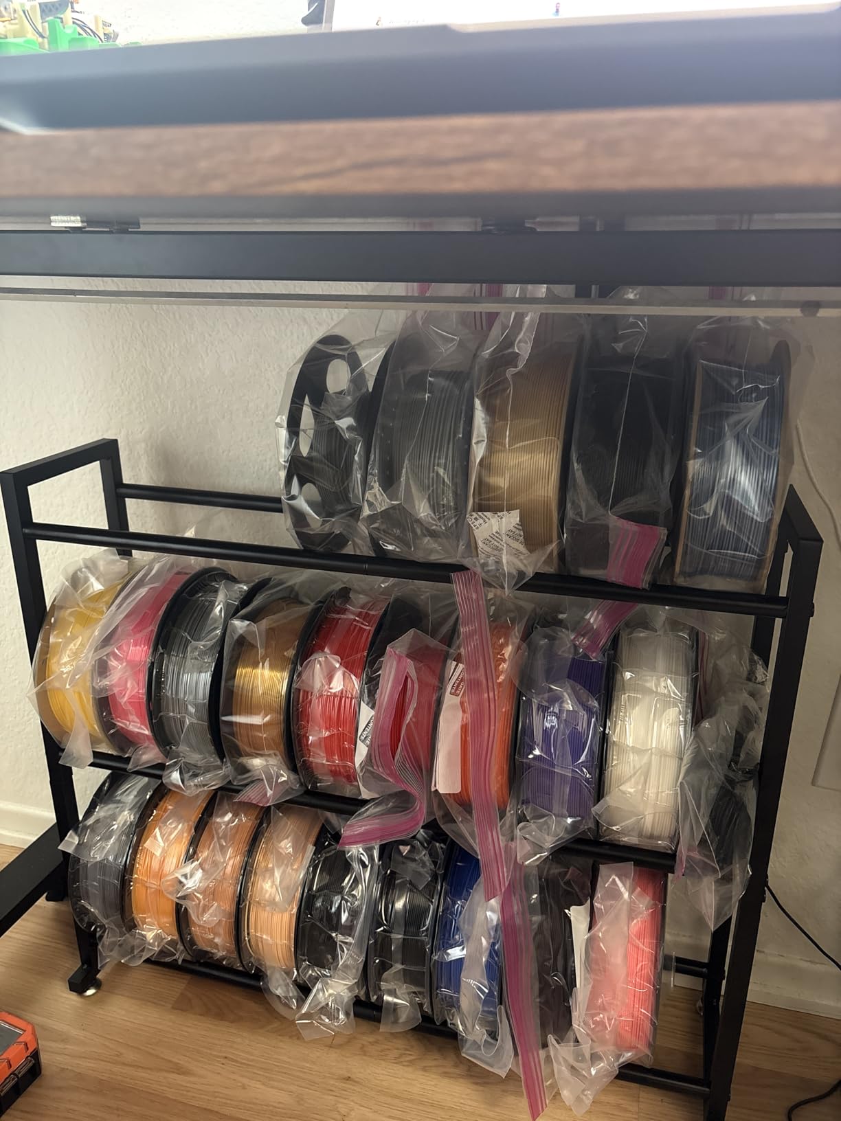 3-Tier 3D Filament Storage Rack - Heavy Duty Metal Spool Shelf for 30 Rolls | 3D Printer Filament Rack for PLA, ABS, TPU Filament Storage, Filament Holder for 3D Printing Workstation, Office, Workshop customer photo 1