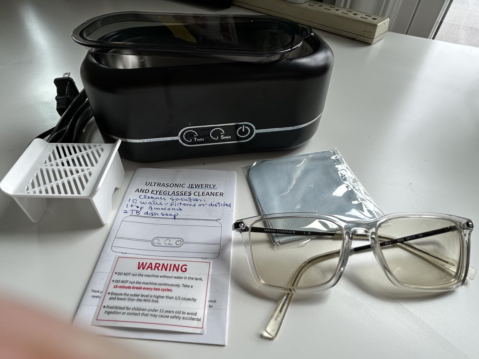 Miorcols Ultrasonic Jewelry Cleaner, 48KHz Jewelry Ultrasonic Cleaner Machine for All Jewelry, Glasses, Rings, Retainers, Watch Strap, Dentures, 304 Stainless Steel 12oz Cleaning Pod - Matte Black customer photo 1