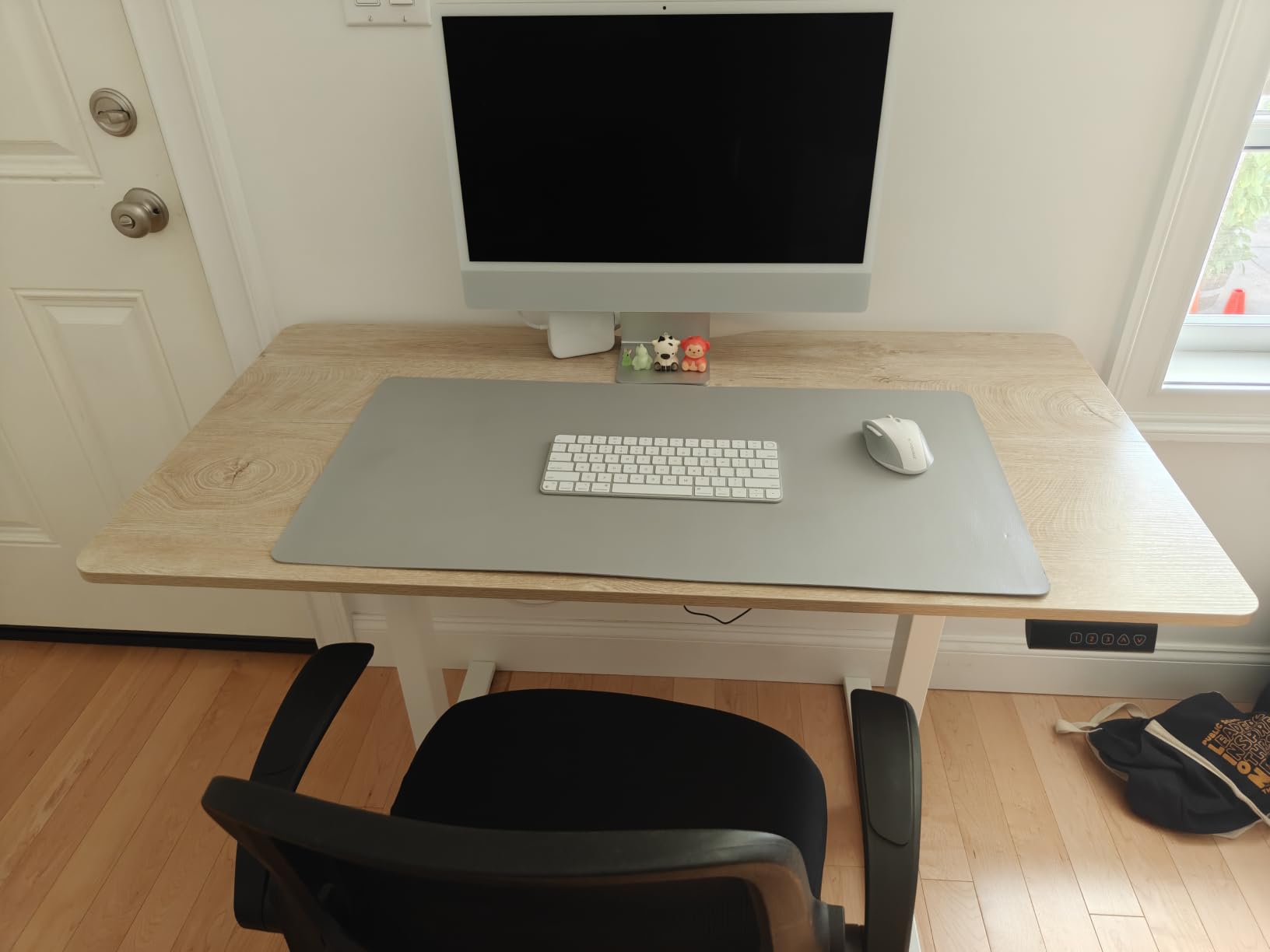 FEZIBO Standing Desk, 48 × 24 Inches Electric Height Adjustable, Sit and Stand Up, Computer Office Desk with Splice Board, White Frame/Maple TOP customer photo 2