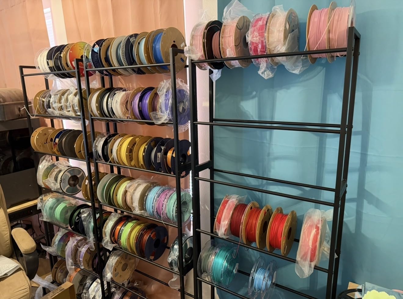 POKIPO 3D Printer Filament Storage Rack 7-Tier, Multi-Layer Filament Rack | Large Capacity Filament Organizer Holds up to 63 Spools, Heavy Duty 3D Printing Rolls Stand for Home School (Shelf Only) customer photo 1