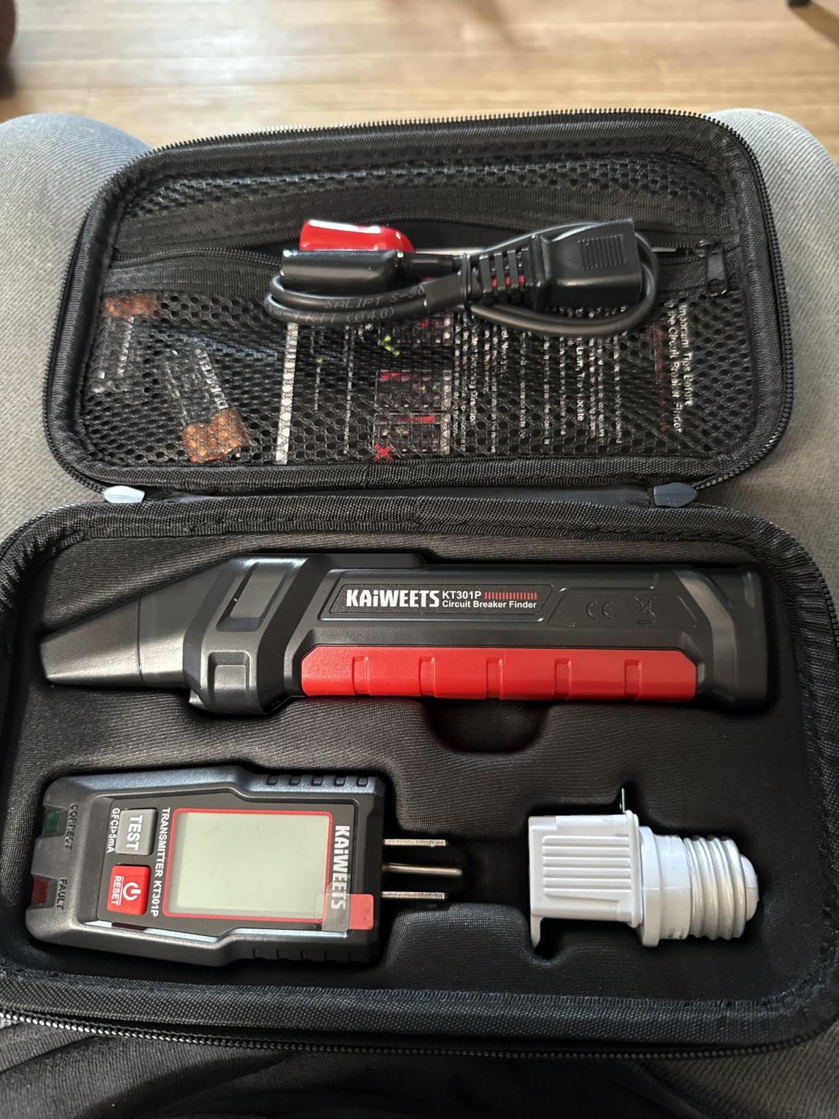 KAIWEETS Circuit Breaker Finder with LCD Display, GFCI Outlet Tester, Electrical Circuit Tracer Tool with NCV Test & Flashlight, Includes Carrying Case and Adapters- KT301P customer photo 1