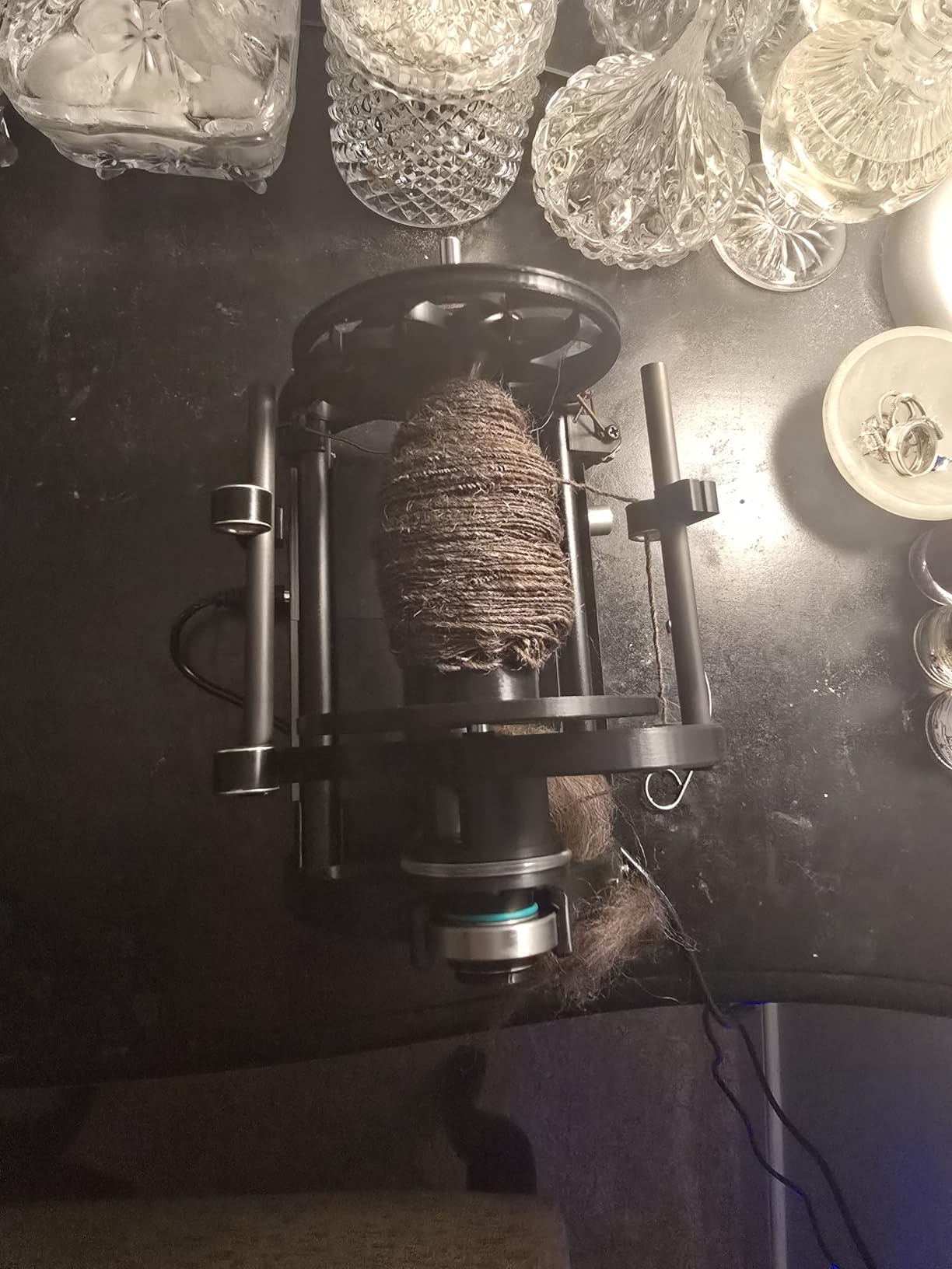 Electric Yarn Spinner Winder Spinning Wheel for Wool with 3 Bobbins, Small Yarn Winder with Forward & Reverse, Free Speed Adjustable (Black) customer photo 1