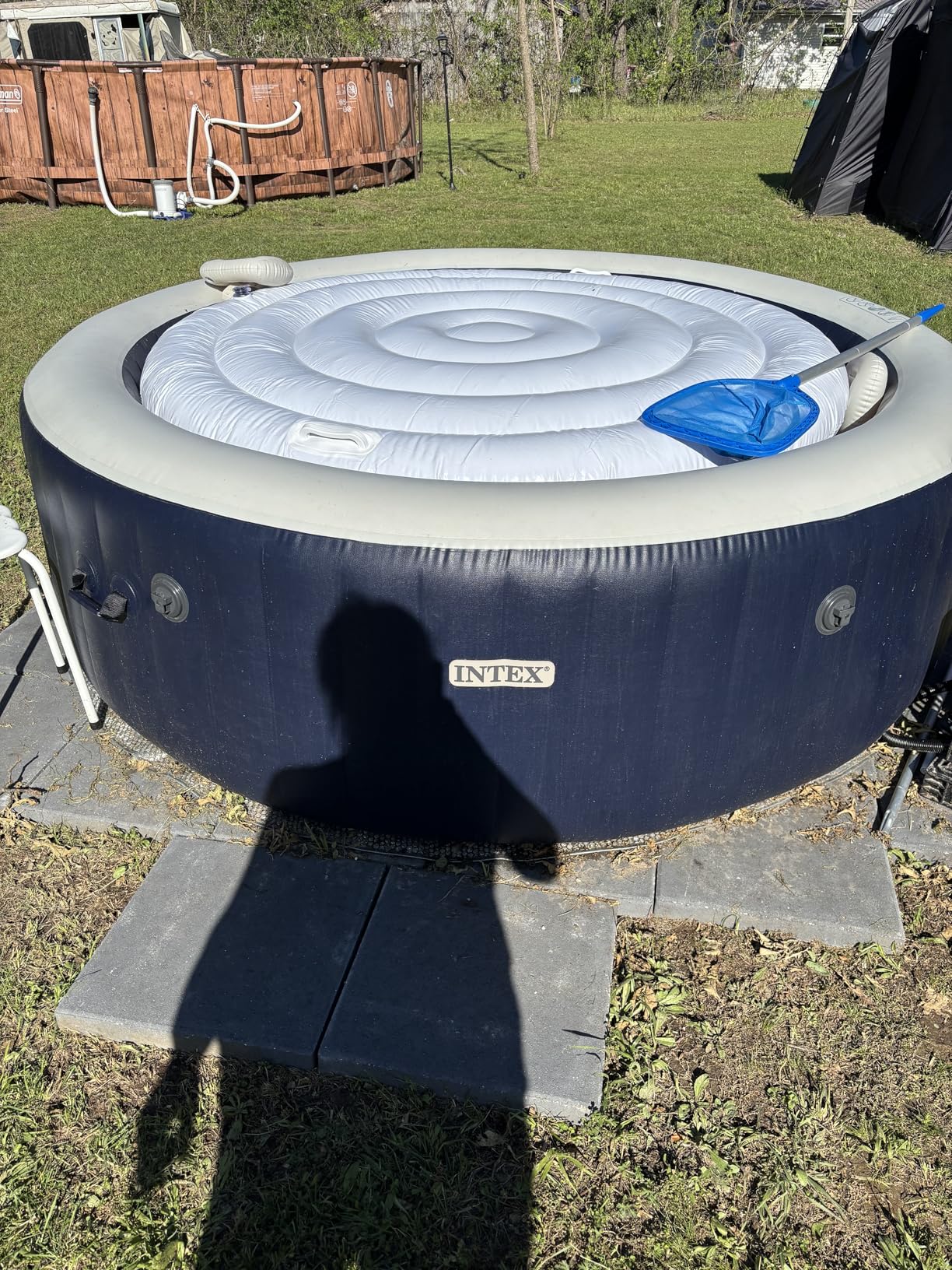 INTEX PureSpa Plus 6 Person Round Inflatable Hot Tub, Bubble Massage Spa Set, Energy Efficient & Saltwater Compatible (Cell Not Included), 85 in x 28 in customer photo 1