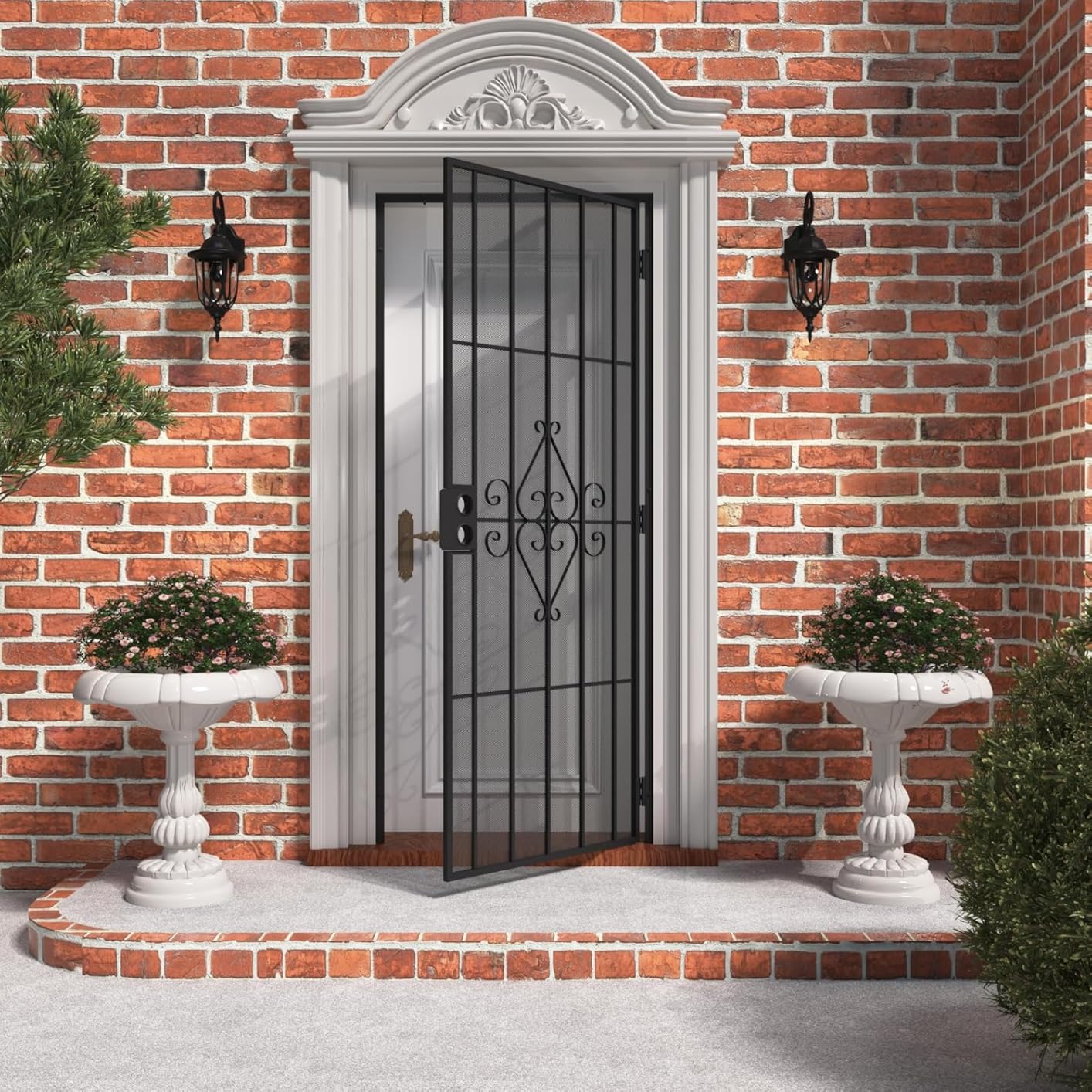 JUBEST 32 in. x 80 in. Security Screen Door, Reversible Powder Coated Black Surface Mount Outswing Steel Security Door with Expanded Metal Screen, Prehung Steel Exterior Doors, Durable&Safe customer photo 1