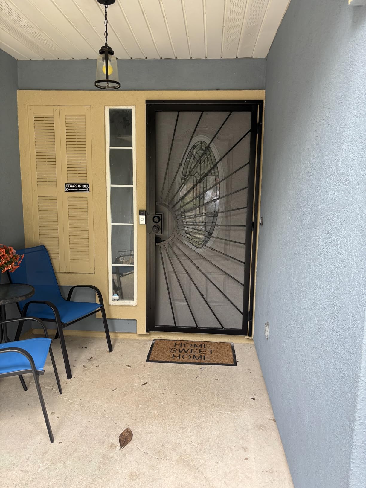 JUBEST 32 in. x 80 in. Security Door, Surface Mount Exterior Front Entry Door, Outswing Steel Security Door with Perforated Metal Screen, Powder Coated Black, Lock Not Include customer photo 2