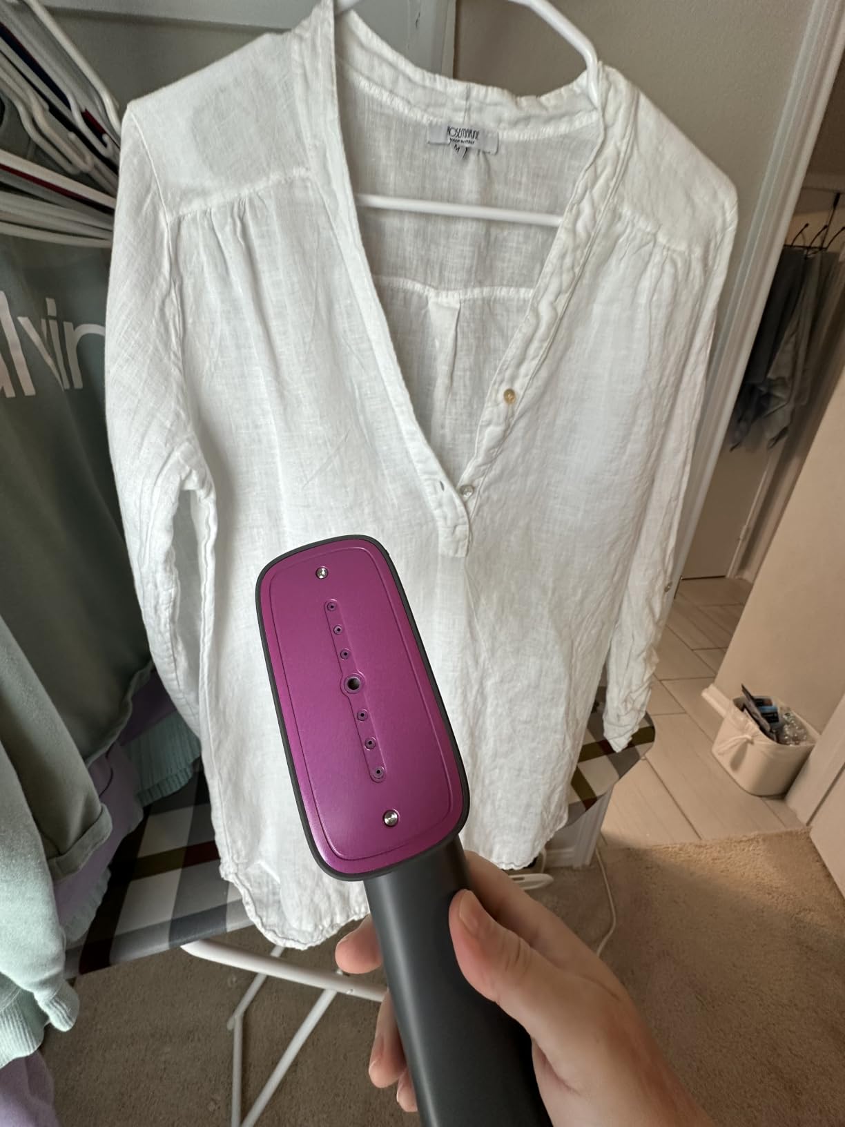 OGHom Steamer for Clothes, 110-240V Travel Steamer & Iron 2 in 1, 1000W Powerful Steam, Portable Handheld Garment Wrinkle Remover, 30s Fast Heat-Up with Dry & 2-Steam Control, for Global & Europe customer photo 2