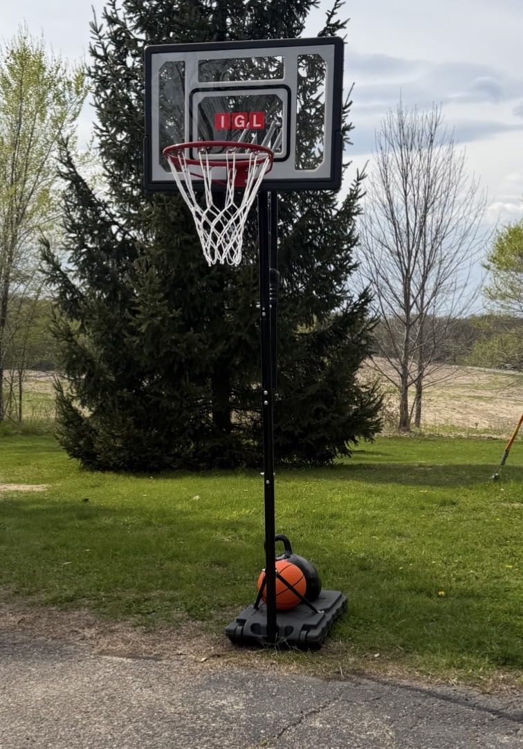 IGL Kids Basketball Hoop Outdoor | 4-8.5ft Adjustable Height | 33
