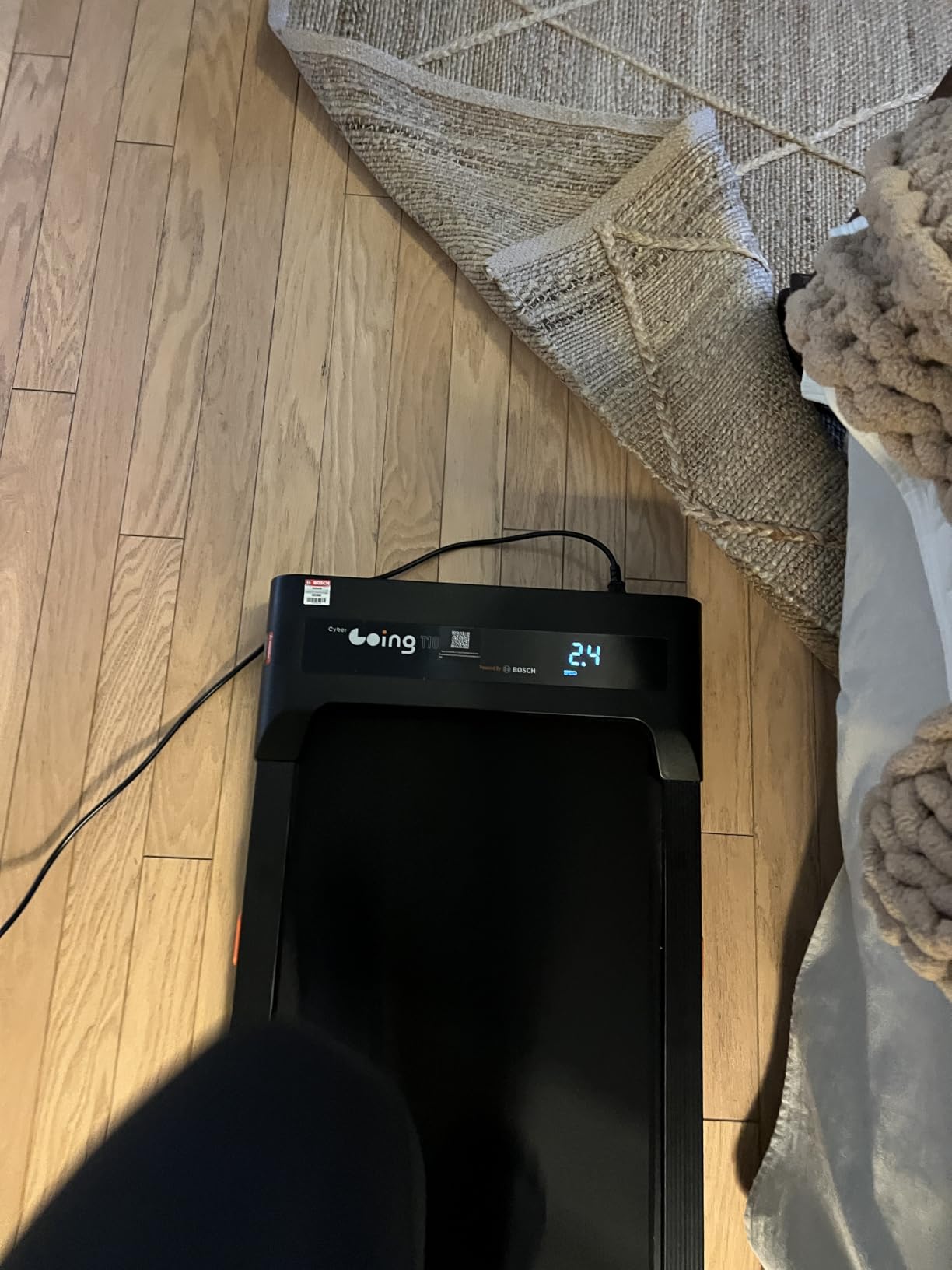 Cybergoing T10 Walking Pad Treadmill with Bosch Motor, Under Desk Treadmill, Fixed 7% Manual Incline, Up to 4 MPH, 2.5HP, 300lb Capacity, App + Remote, 15
