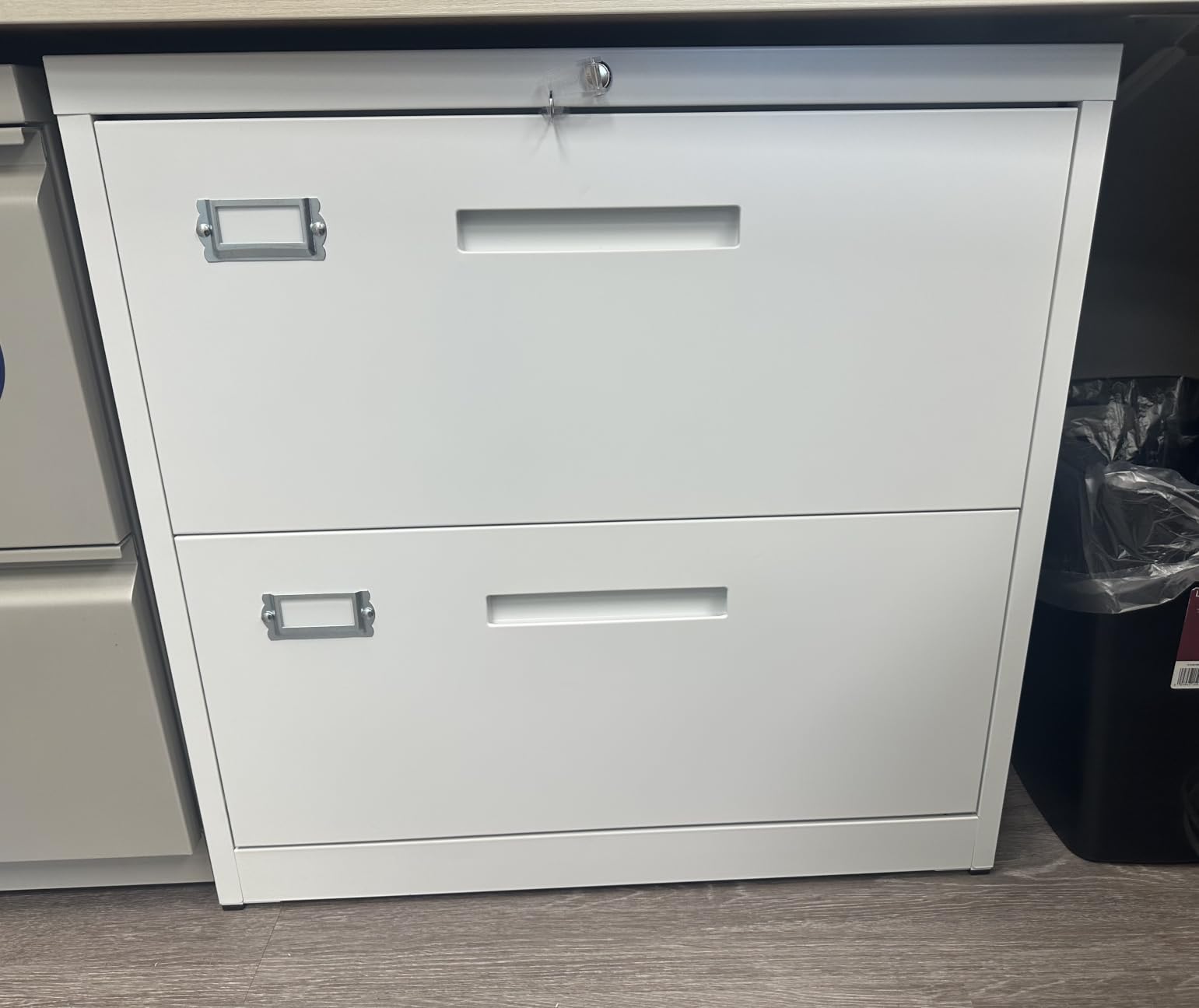 2 Drawer File Cabinet with Lock, Metal Lateral Filing Cabinet for Home Office, Hanging Letter/Legal/A4 Size (Black, H27.95×W28.35×D15.74) customer photo 2