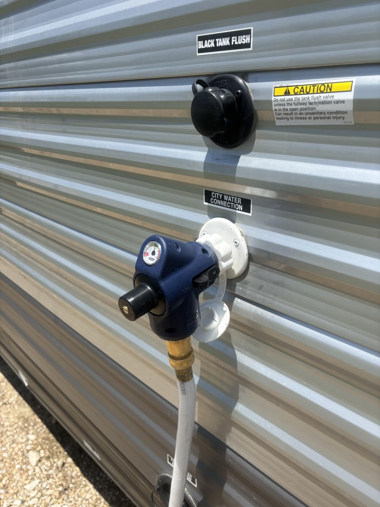 Camco Tastepure 4-in-1 Adjustable RV Water Pressure Regulator - Combines 90 Degree Elbow, Pressure Gauge, Adjustable Regulator, & Shut-Off Valve (40065) customer photo 1
