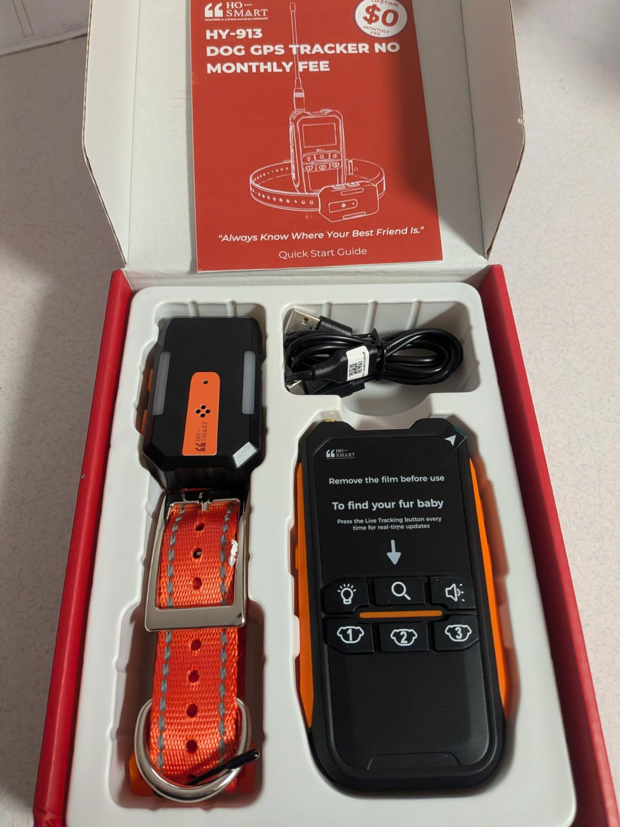 eMACROS GPS Dog Tracker, No Monthly Fee, No Cell Service | For Medium & Large Dogs. 3-Level Virtual Fence, 7-Day Battery, IP67 Waterproof, Arrow+Distance Guidance, Light & Sound customer photo 1