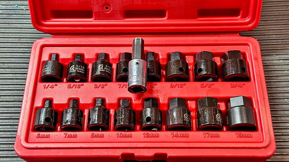 Sunex 3646, 3/8 Inch Drive Low Profile Impact Hex Driver Set, 16-Piece, SAE/Metric, 1/4 Inch - 3/4 Inch, 6mm - 19mm, Cr-Mo Steel, Dual Size Markings, Heavy Duty Storage Case, Meets ANSI Standards customer photo 1