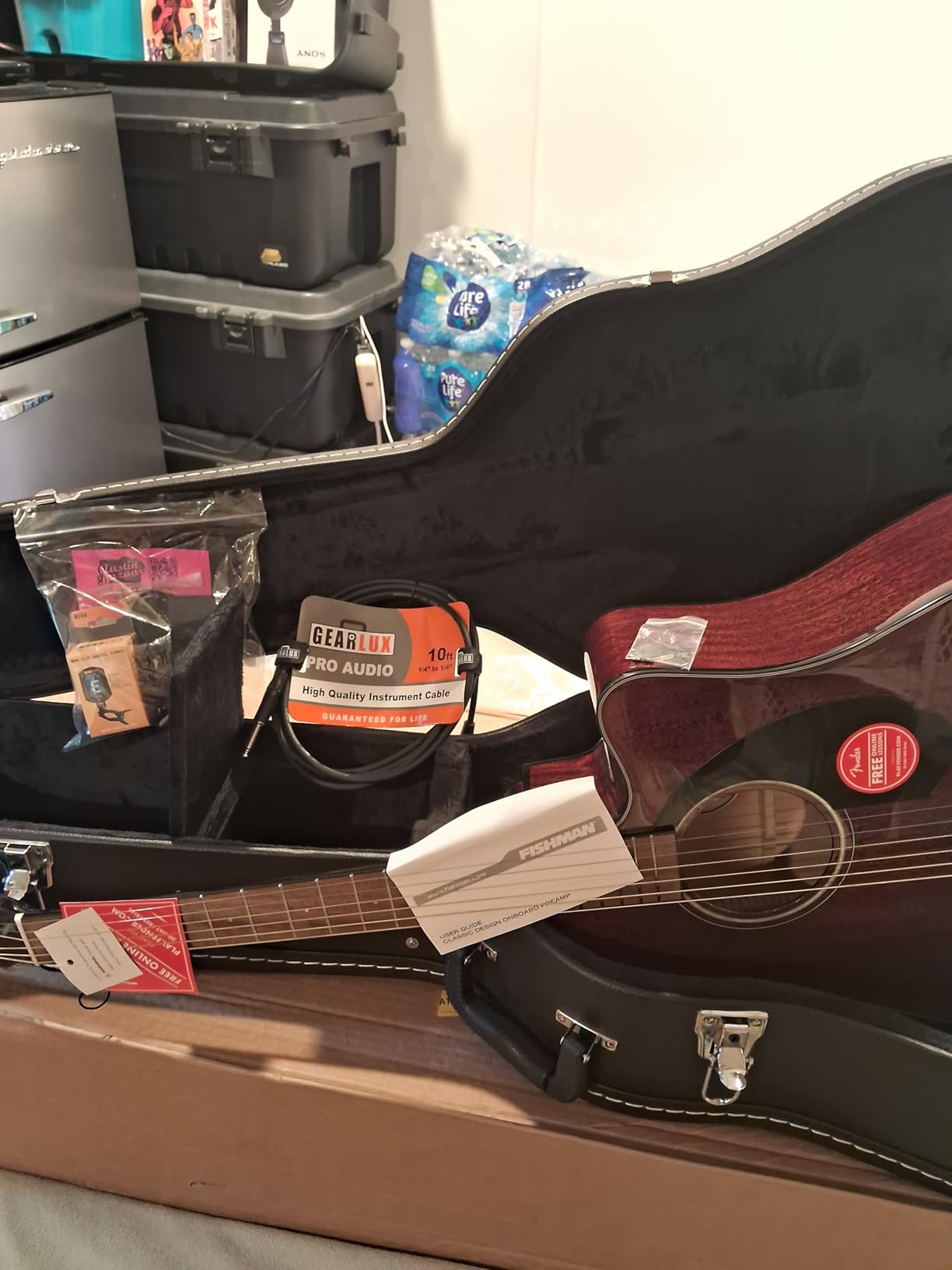 Fender CD-60SCE Solid Top Dreadnought Acoustic-Electric Guitar - All Mahogany Bundle with Hard Case customer photo 1