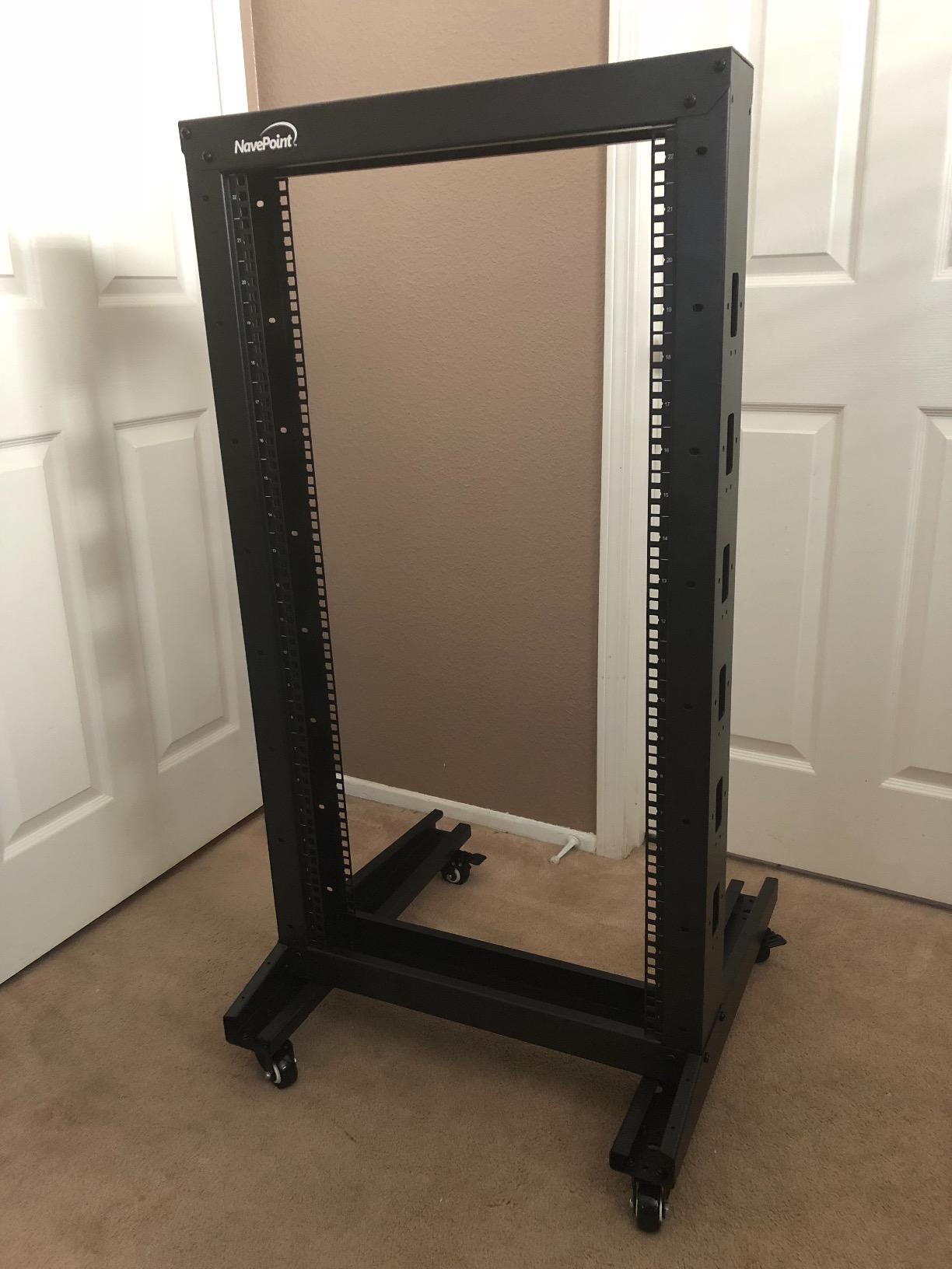 NavePoint 22U 2 Post Open Frame Server Rack with Casters for 19 Inch Equipment, Networking, and IT Devices, 2-Post Rack 330lbs Weight Capacity, Black customer photo 1