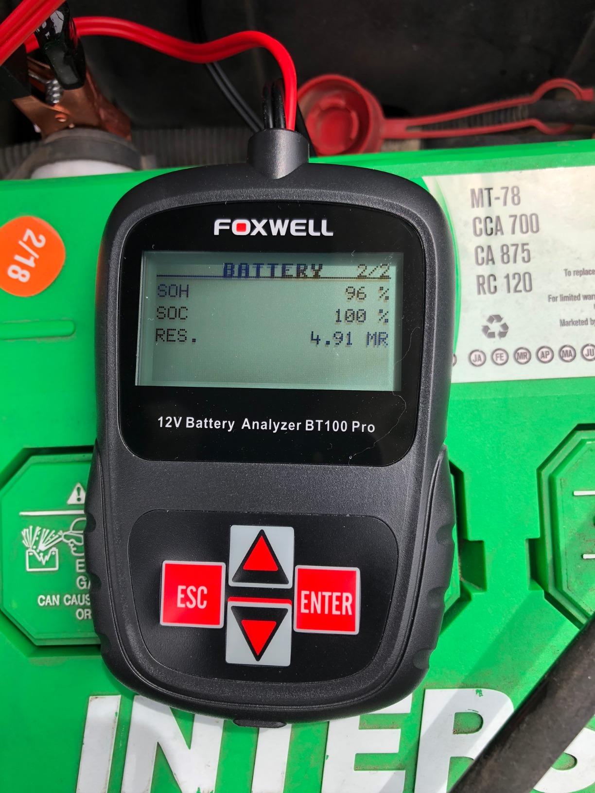 FOXWELL BT100 PRO Car Battery Tester, 12V, 100-1100 CCA Load Tester | Battery Health Tester, Save Last Test, 99.6% Accuracy, SOH/SOC/CCA, AGM/EFB/GEL/Flooded customer photo 1