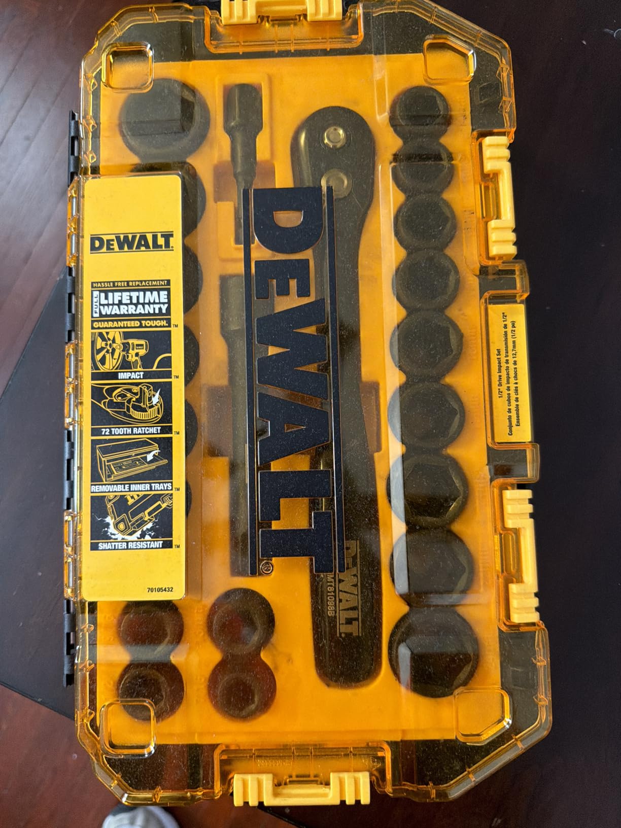 DEWALT Impact Socket Set with Ratchet, Metric/SAE, 1/2