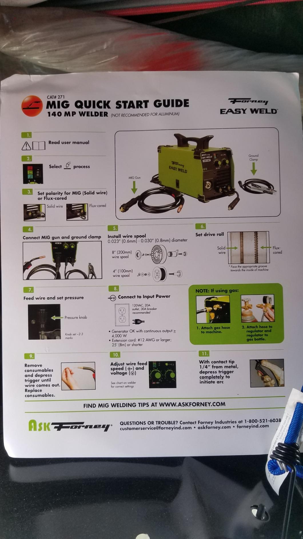 Forney 271 Easy Weld 140 MP Multi-Process Welder - Versatile 3-in-1 Welding Machine for MIG, DC TIG, and Stick Welding Application customer photo 2