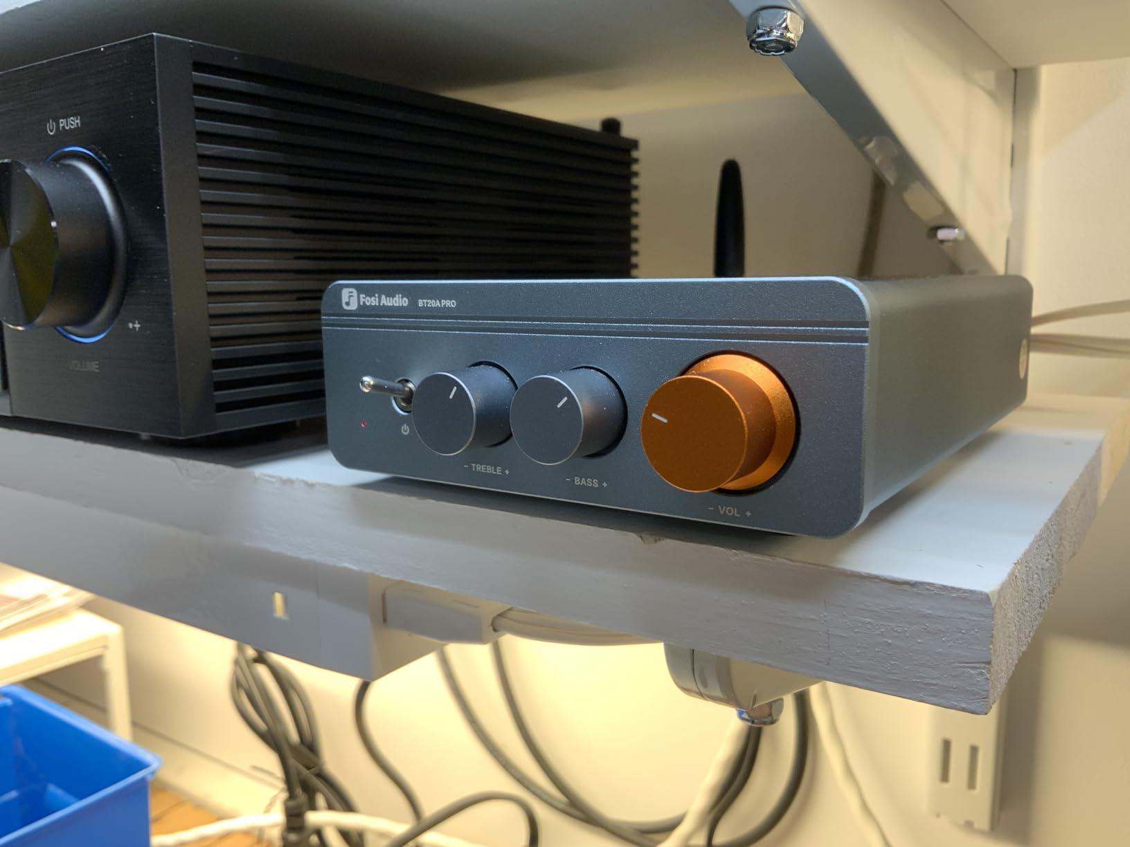 Fosi Audio BT20A Pro Bluetooth 5.0 Amplifier, 300W x2 Wireless Amp, TPA3255 2 Channel Mini Class D Integrated Home Audio Outdoor Stereo Receiver with Bass Treble Control for Passive Speakers customer photo 2