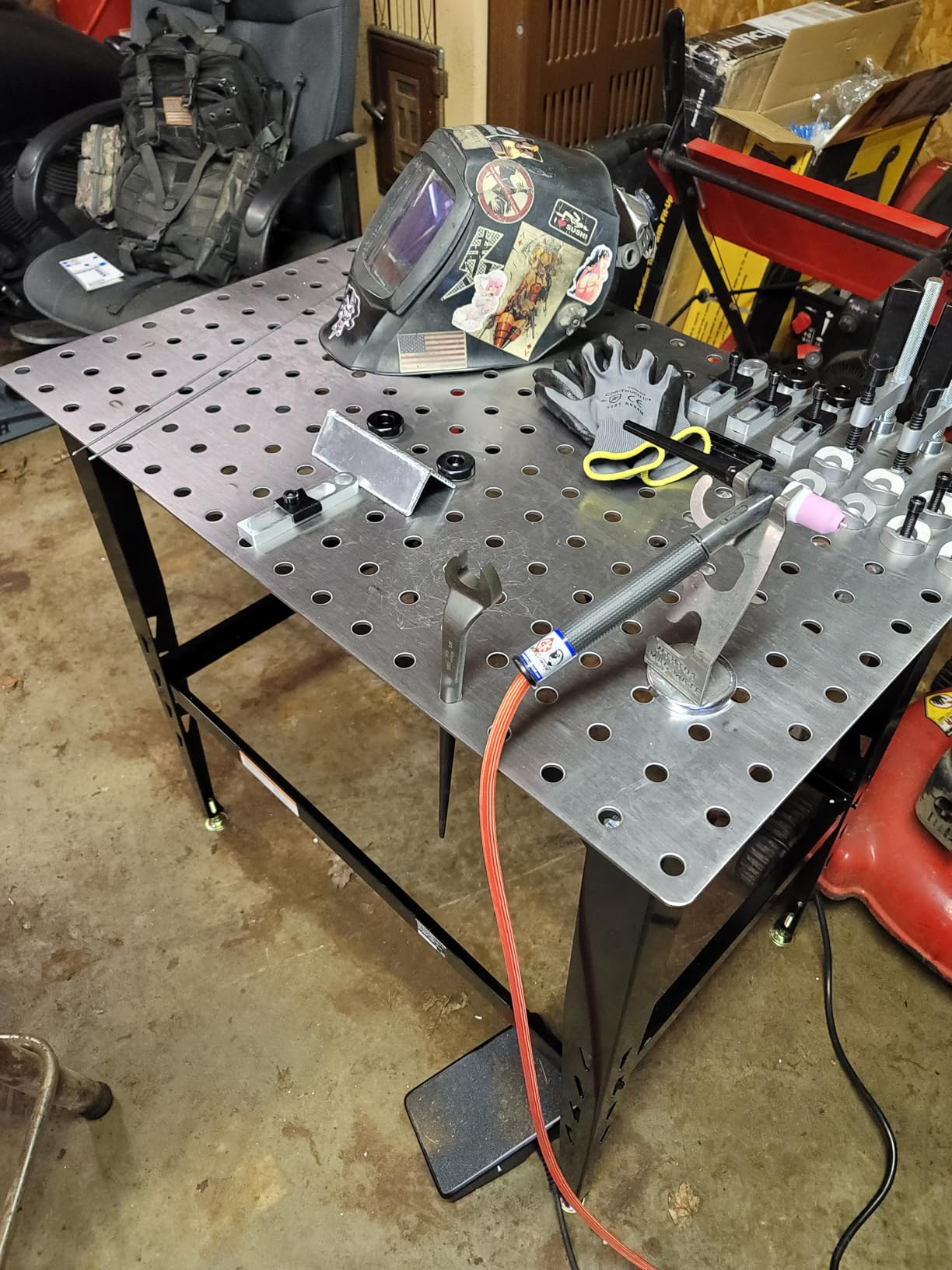 Klutch Steel Welding Table with 24-Piece Fit-Up Tool Kit, 600-Lb. Capacity | 16mm fixture holes, standalone or benchtop setup, secure workpiece fit-up, fabrication/repair versatility, shop use customer photo 1