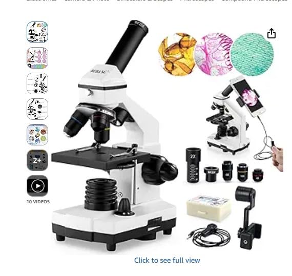 2000X Compound Microscope for Kids Adults: Microscope for Biology Education | 100X-2000X Microscope Kit for Student Beginner, with Microscope Slides Set & Phone Adapter customer photo 1