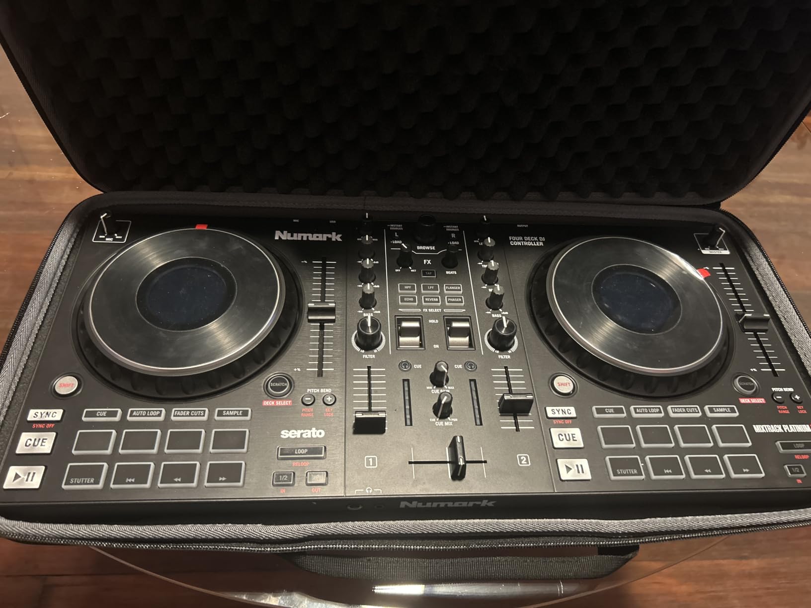 Numark Mixtrack Platinum FX DJ Controller | 4-Decks, 3-Band EQ DJ Mixer, Jog Wheel Displays, 16 Pads, 2 Effects Paddles, Audio Interface, Serato DJ Lite customer photo 1