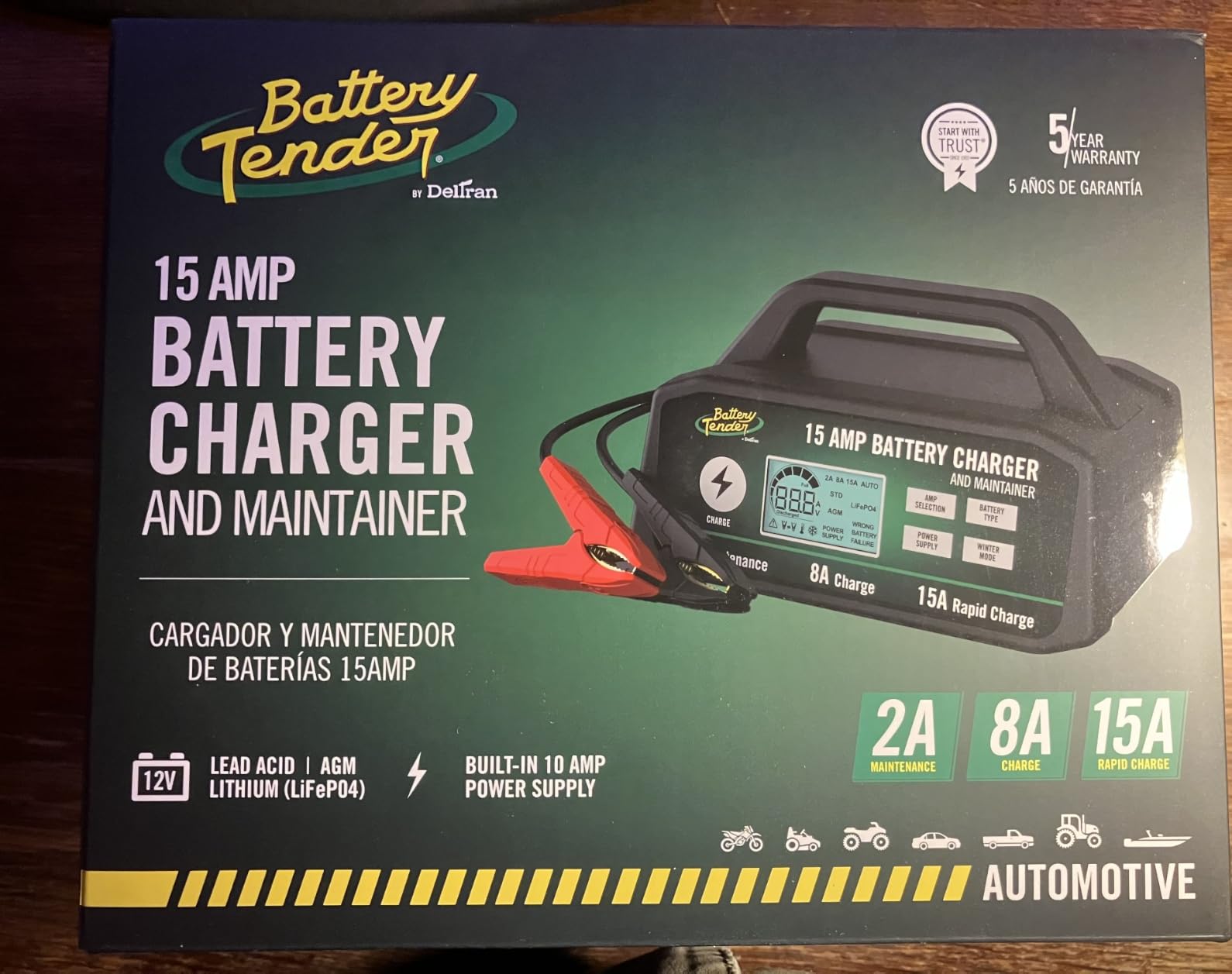 Battery Tender 15 AMP Battery Charger and Maintainer - 12V Switchable 15 AMP / 8 AMP / 2 AMP - LCD Display - 022-0234-DL-WH customer photo 2