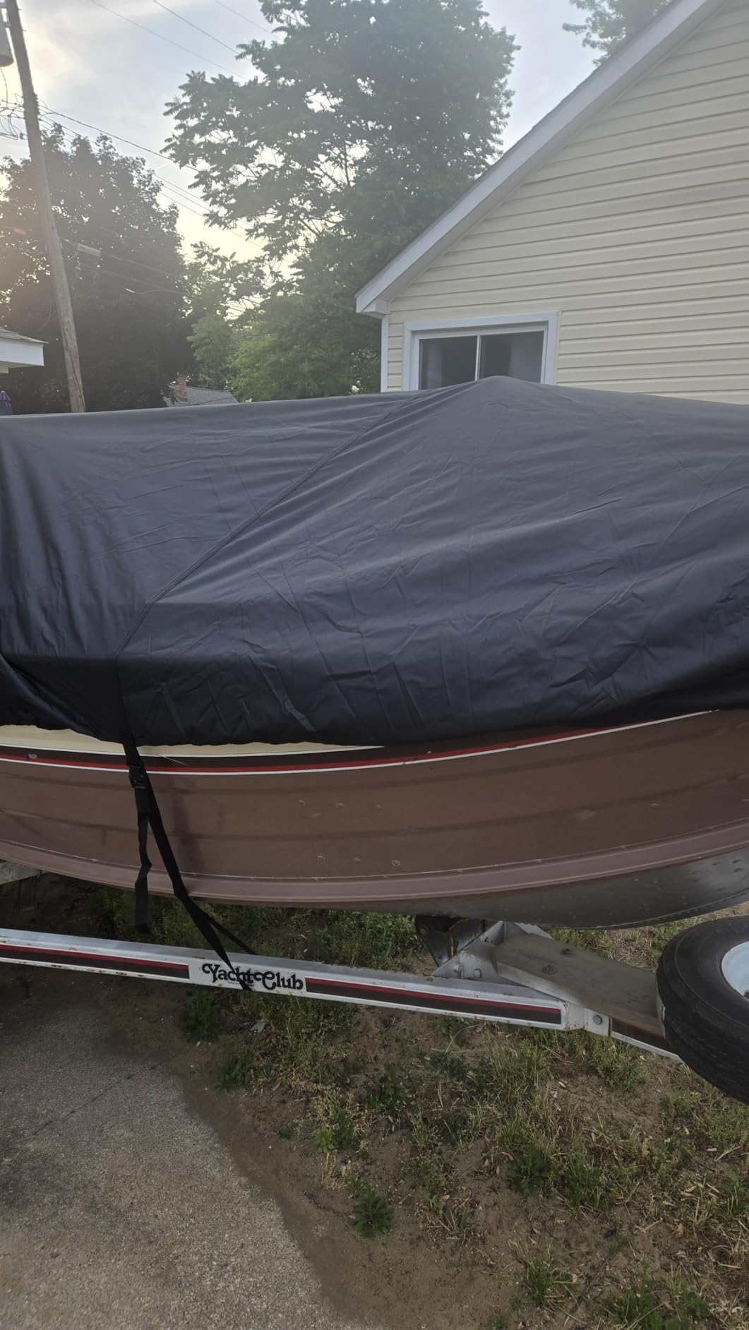 Mancro Boat Cover, Heavy Duty 17-19ft Waterproof Trailerable Boat Cover | UV Resistant Marine Grade Outboard Cover Compatible for Bass Boat, Fits Bayliner Tri-Hull V-Hull Fishing Runabout Boat, Black customer photo 2