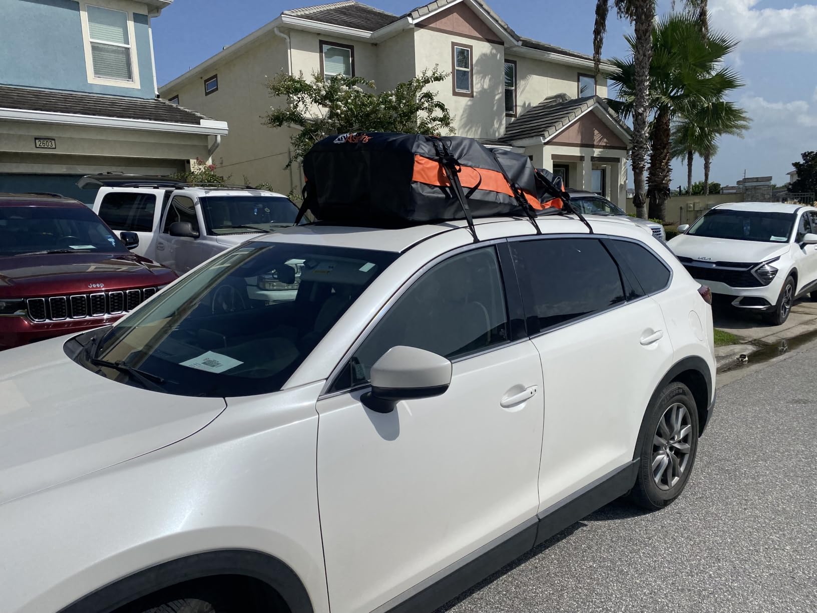 Car Rooftop Cargo Carrier Bag, 21 Cubic Feet 100% Waterproof Heavy Duty 840D Car Roof Bag for All Vehicle with/Without Racks - Anti-Slip Mat, 6 Door Hooks, Storage Bags, 2 Extra Straps, Luggage Lock customer photo 2