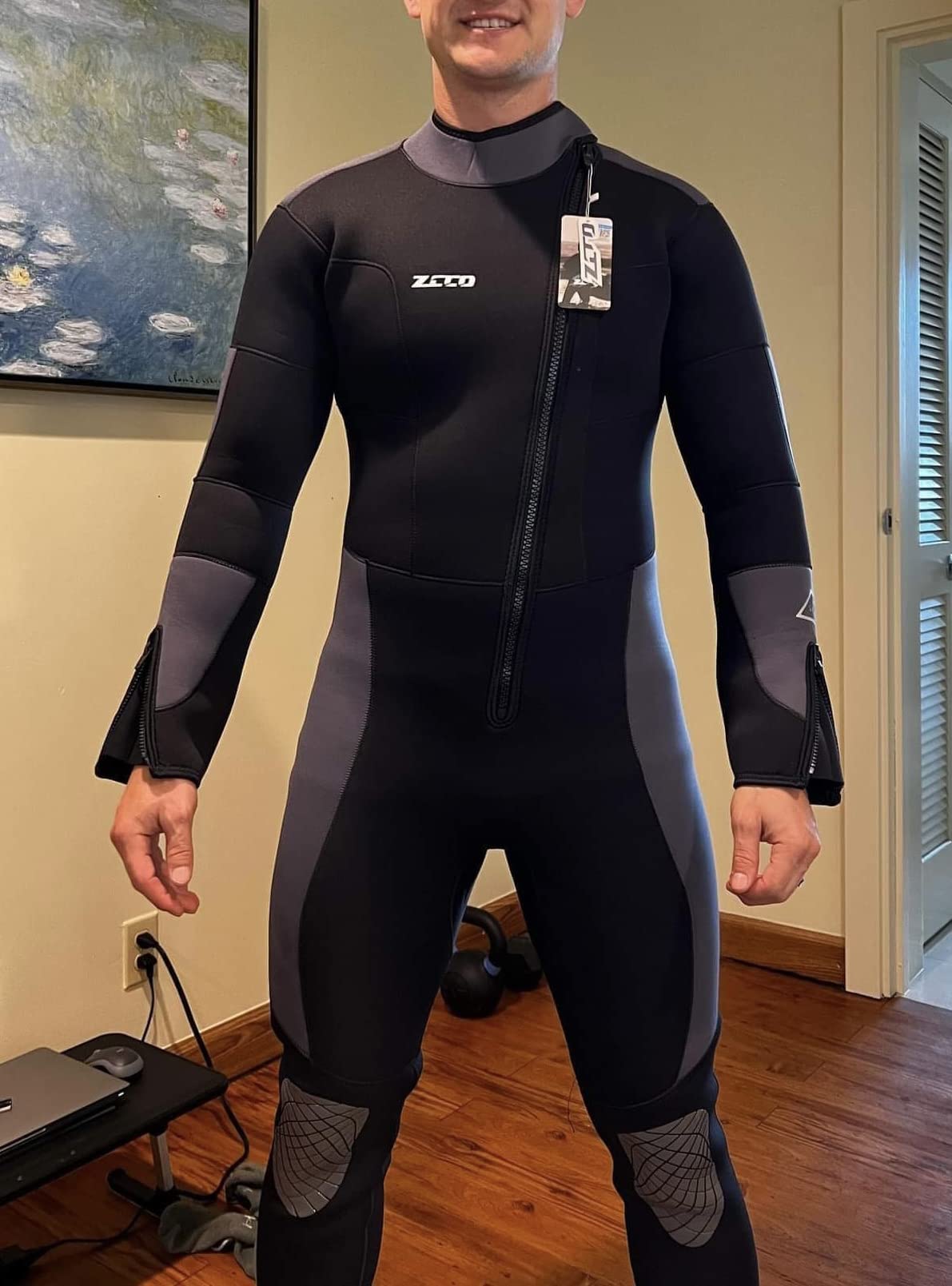 ZCCO Men's 5mm Neoprene Wetsuit - Ultra Stretch Full Body Diving Suit with Front Zip for Snorkeling, Scuba Diving, Swimming and Surfing customer photo 2