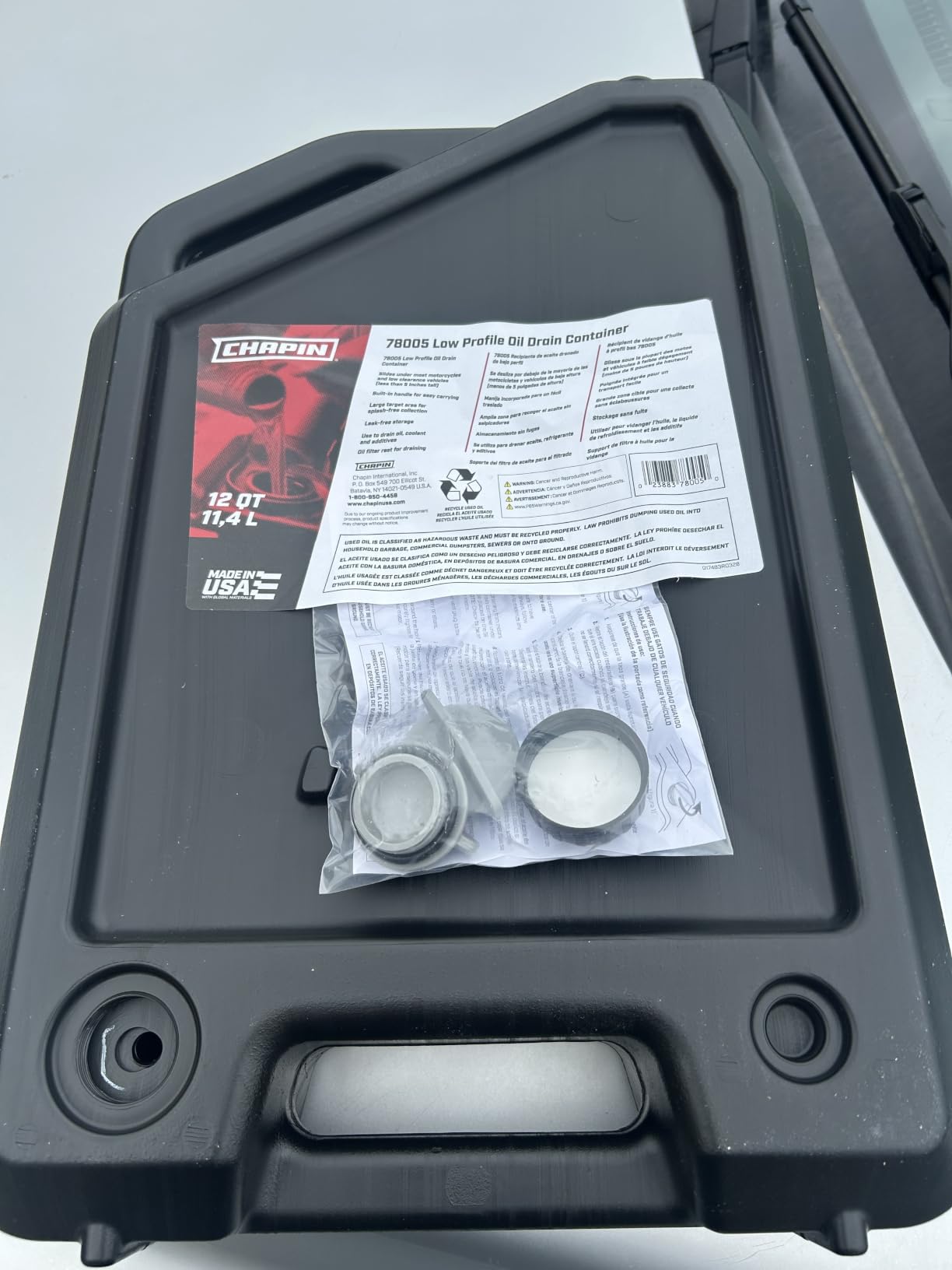 CHAPIN Oil Drain Pan, 12Qt, Low-Profile for Mess-Free Changes | Slim under-car fit for mowers, motorcycles and ATVs, catches fluids cleanly without splashing, made from recycled polymer customer photo 1