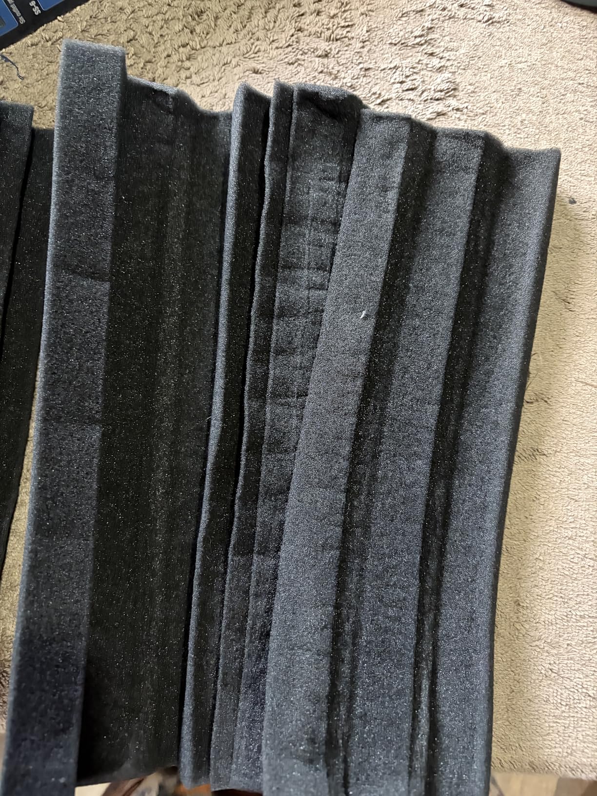 TroyStudio Bass Traps - 12 Pcs 4 X 4 X 12 Inches Dense Thick Studio Bass Foam Corner, Acoustic Treatment Panel Absorbing Echo Reverb, Low Frequency Sound Absorber for Music Room Home Recording Studio customer photo 1