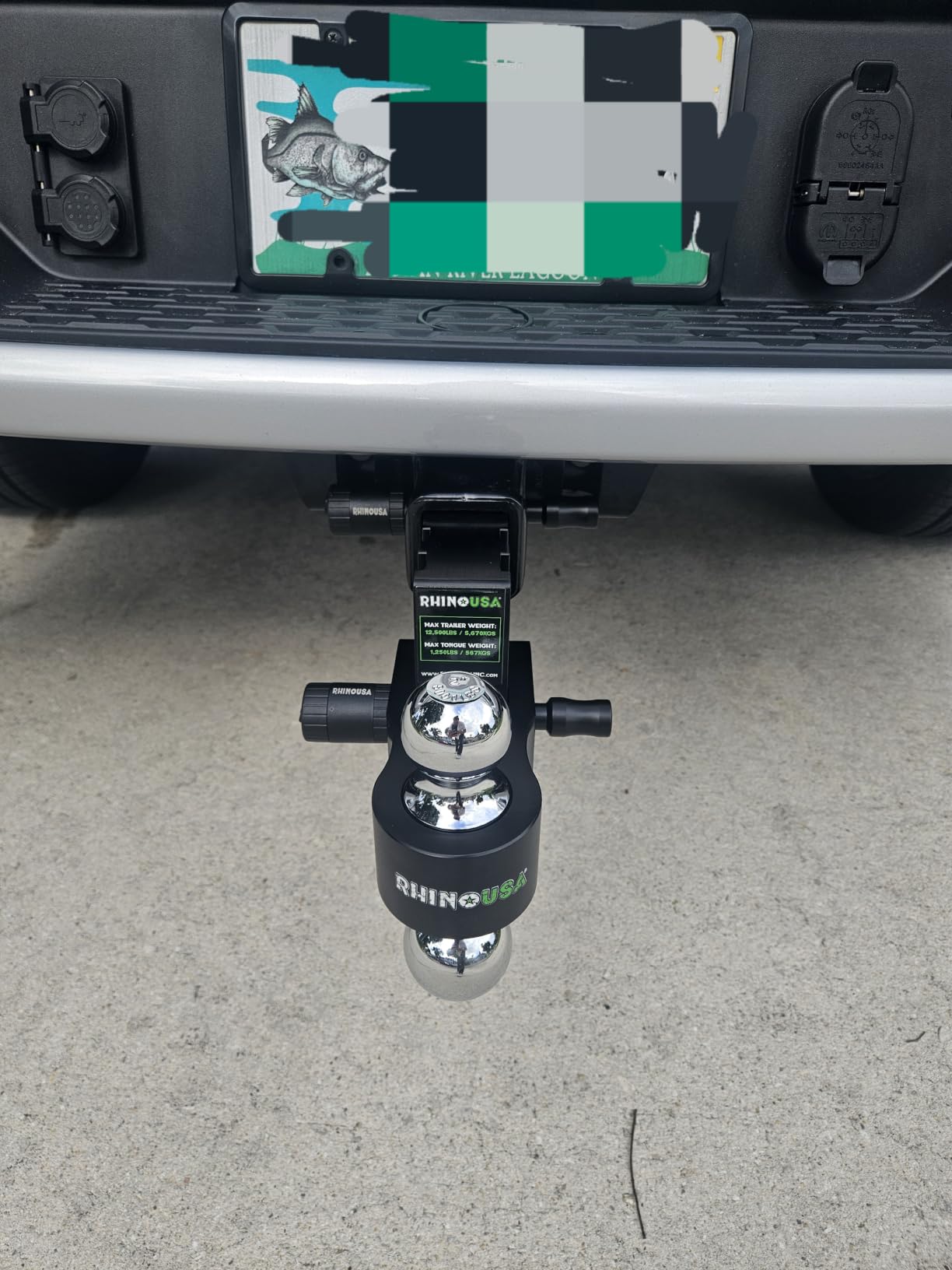 Rhino USA Adjustable Trailer Hitch (2in Receiver) - 6in Drop/Rise | 12,500lbs GTW, Heavy Duty Aluminum. Weatherproof Double Anti-Theft Locking Hitch Pins Included for Towing. Black customer photo 1