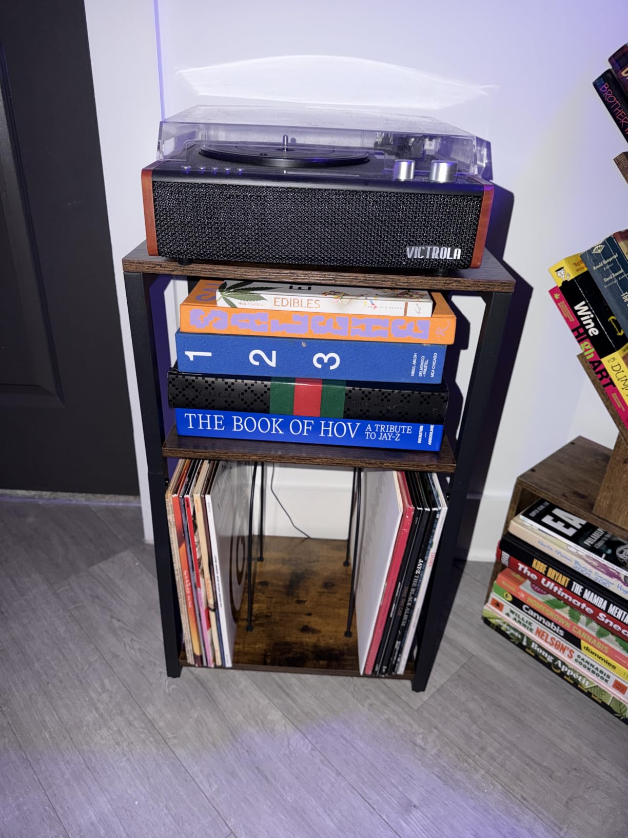 3 Tier End Table, Record Player Stand with Storage Up to 100 Albums, Turntable Stand for Vinyl, Brown Records Shelf for Living Room Bedroom customer photo 1