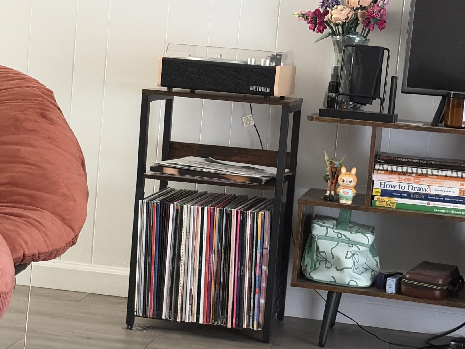 3 Tier End Table, Record Player Stand with Storage Up to 100 Albums, Turntable Stand for Vinyl, Brown Records Shelf for Living Room Bedroom customer photo 2