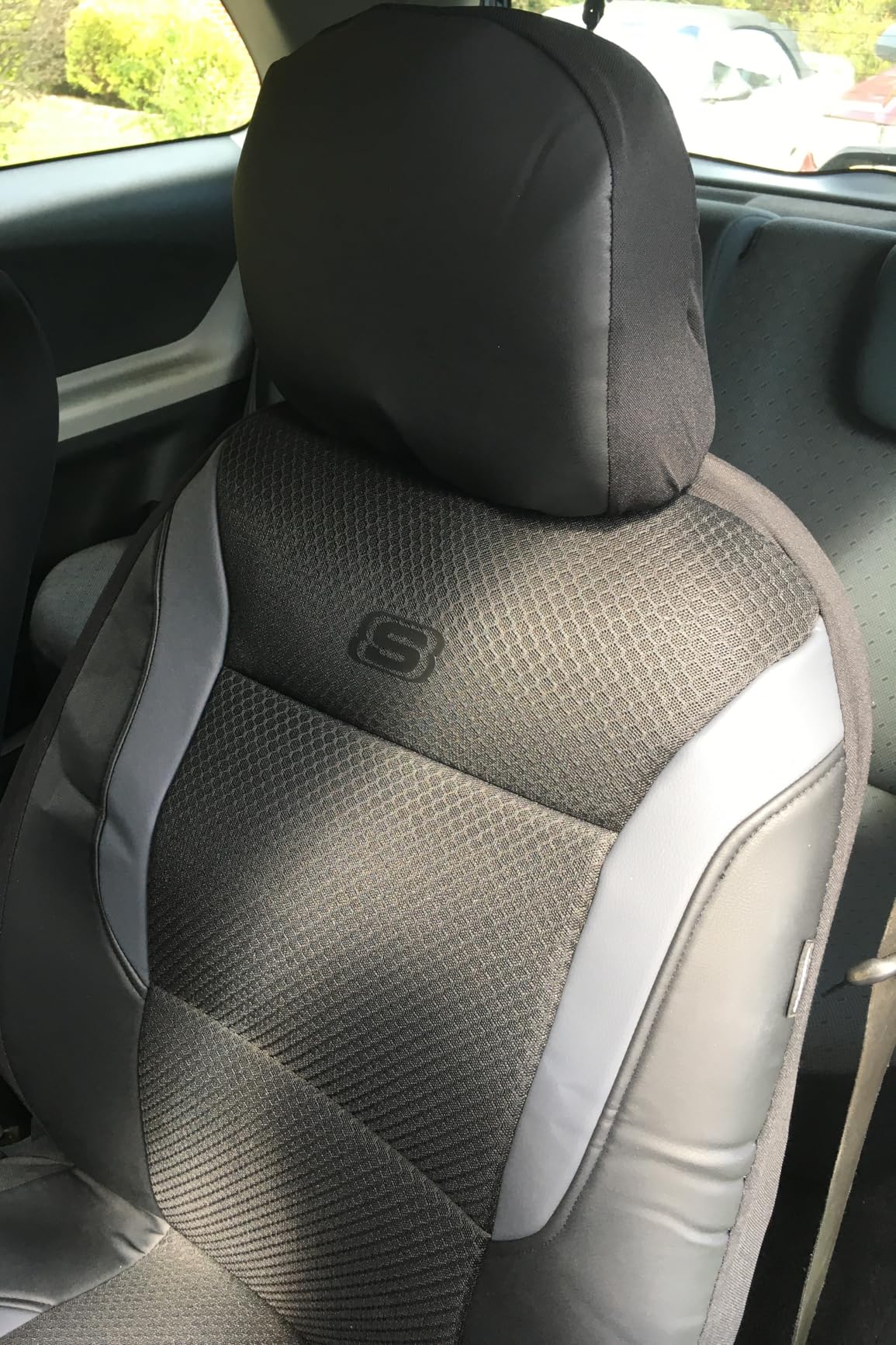 Skechers Memory Foam Seat Covers, Air Cool Mesh Thick Car Seat Covers, Car Seat Covers Front Seats Airbag Compatible, Universal Automotive Comfort for Most Cars, Vans, Trucks, SUV, Black customer photo 2