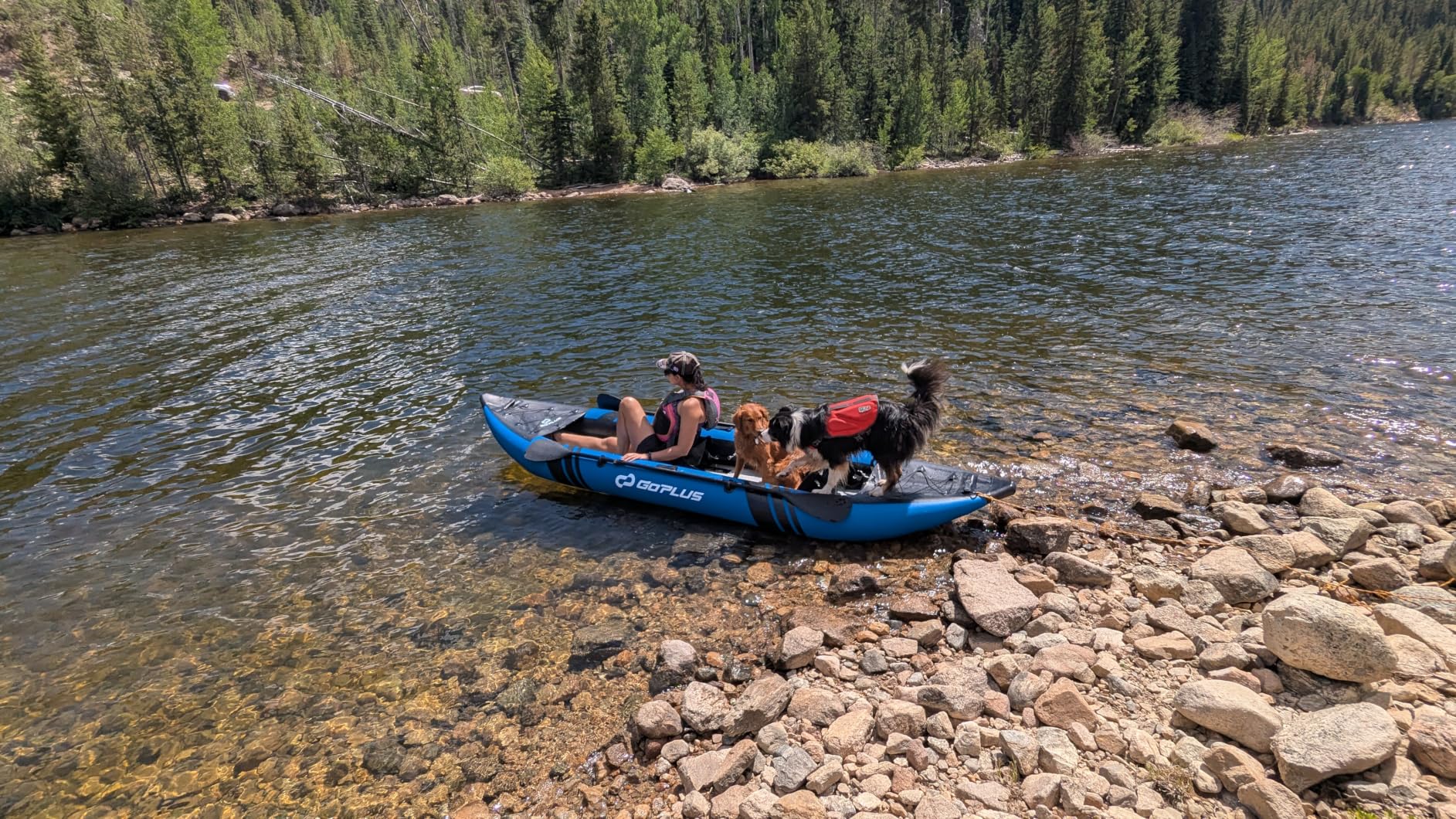 Goplus Tandem Inflatable Kayak, 12.5FT 2-Person Kayak for Adults w/507 LBS Weight Capacity, 2 Aluminium Oars, Padded Seat, 2 Fins, Hand Pump, Carry Bag, Repair Kit, Portable Touring Kayaks customer photo 1
