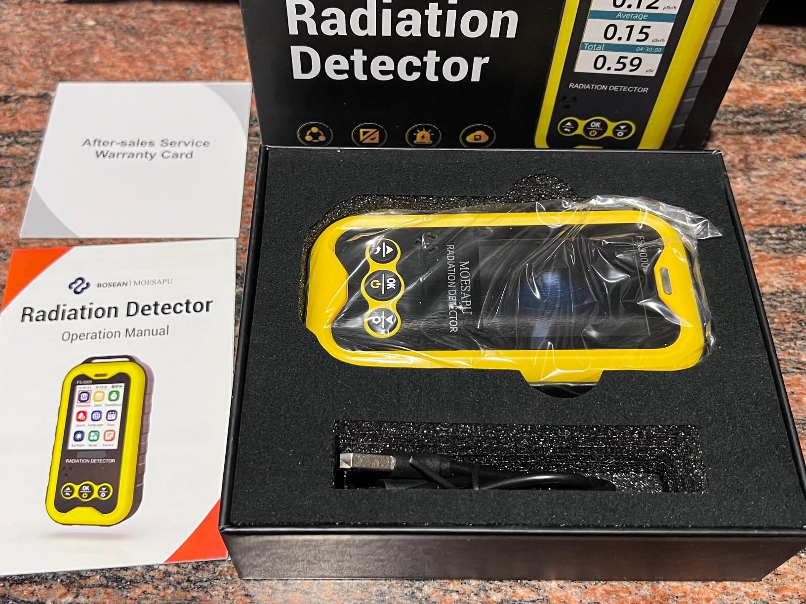 MOESAPU Geiger Counter Nuclear Radiation Detector, Rechargeable Handheld Radioactive Dosimeter with 2.4