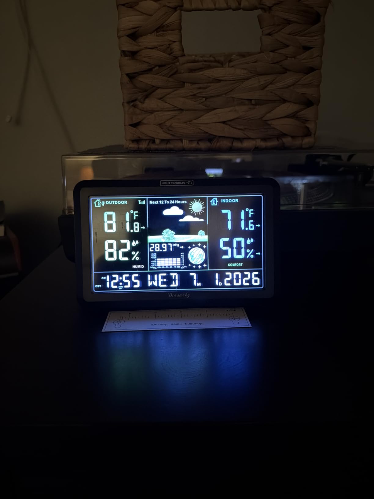 DreamSky Weather Station Indoor Outdoor Thermometer Wireless, Atomic Clock | Digital Large Display with Backlight Dimmer, USB Port, Inside Outside Temperature Humidity Monitor for Home (Plug-in) customer photo 2
